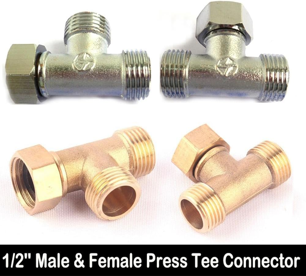 Diverter Valve 3 Way T-Shape Adapter 1/2" Shower System Component Replacement Part Water Diverter Valve for Water Piping, Indoor Gas Pipeline, Solar Air Conditioning Piping Systems(Type B) image number 3