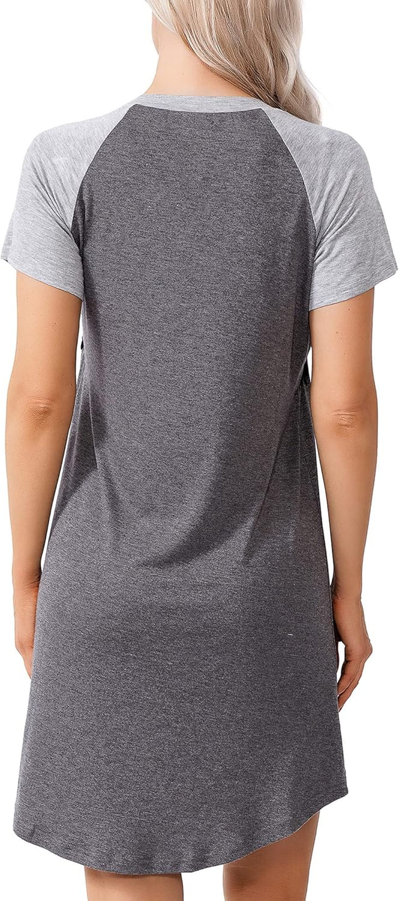 Women Sleepshirts 3 in 1 Labor/Maternity/Nursing Nightgown Short Sleeve Breastfeeding Sleep Dress XS-3XL image number 4