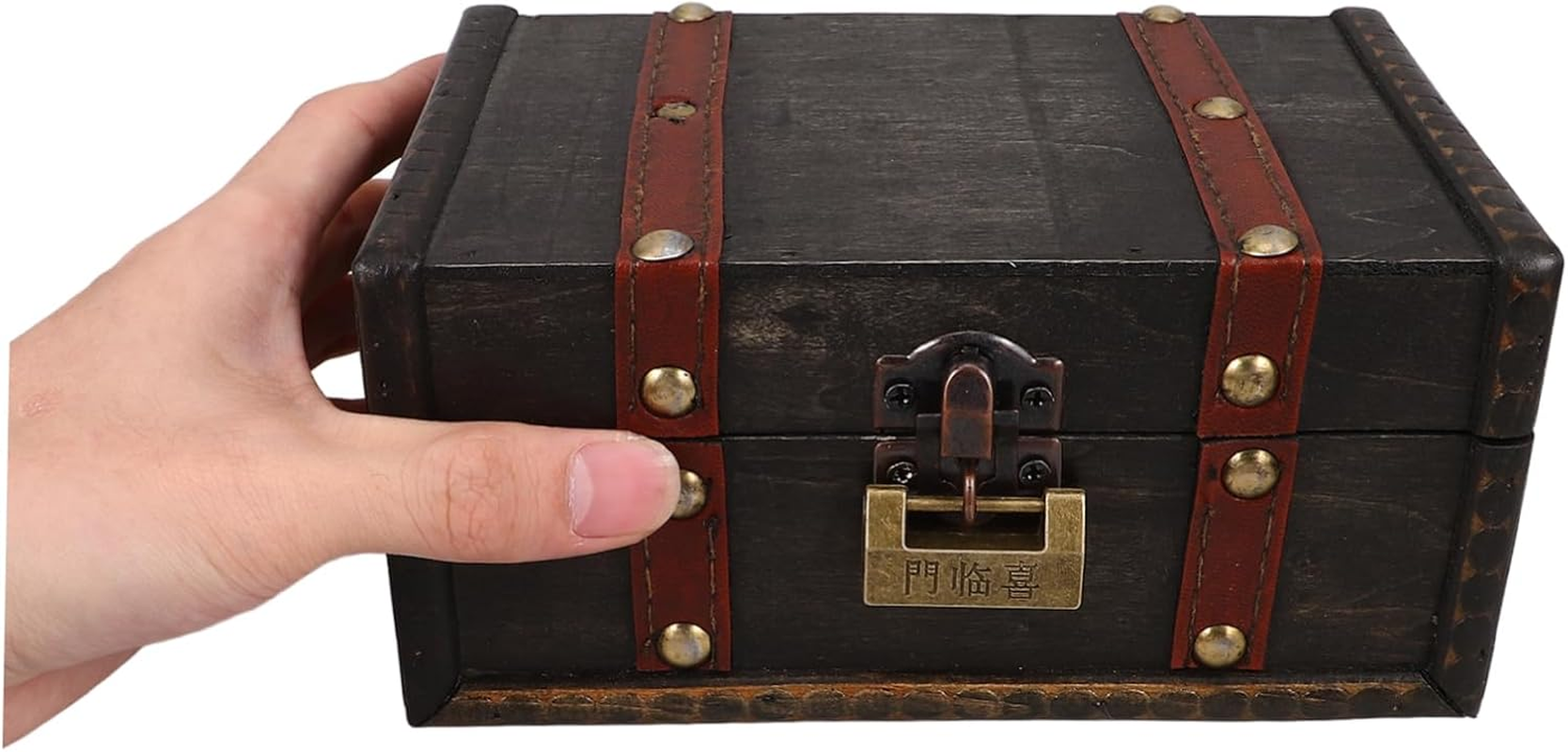 Timber Treasure Chest Vintage Decorative Storage Box Locking Lid for Jewelry image number 4