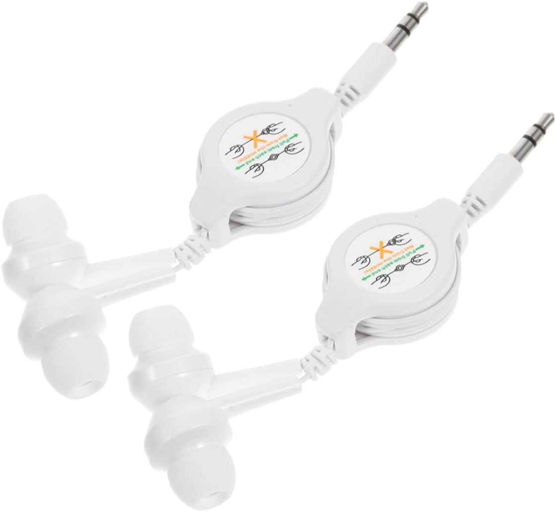 Operitacx 2Pcs Retractable Wired Earbuds Noise Isolating in Ear Headphones for Sports Travel Daily Use Clear Audio Lightweight Design for Easy Portability image number 3
