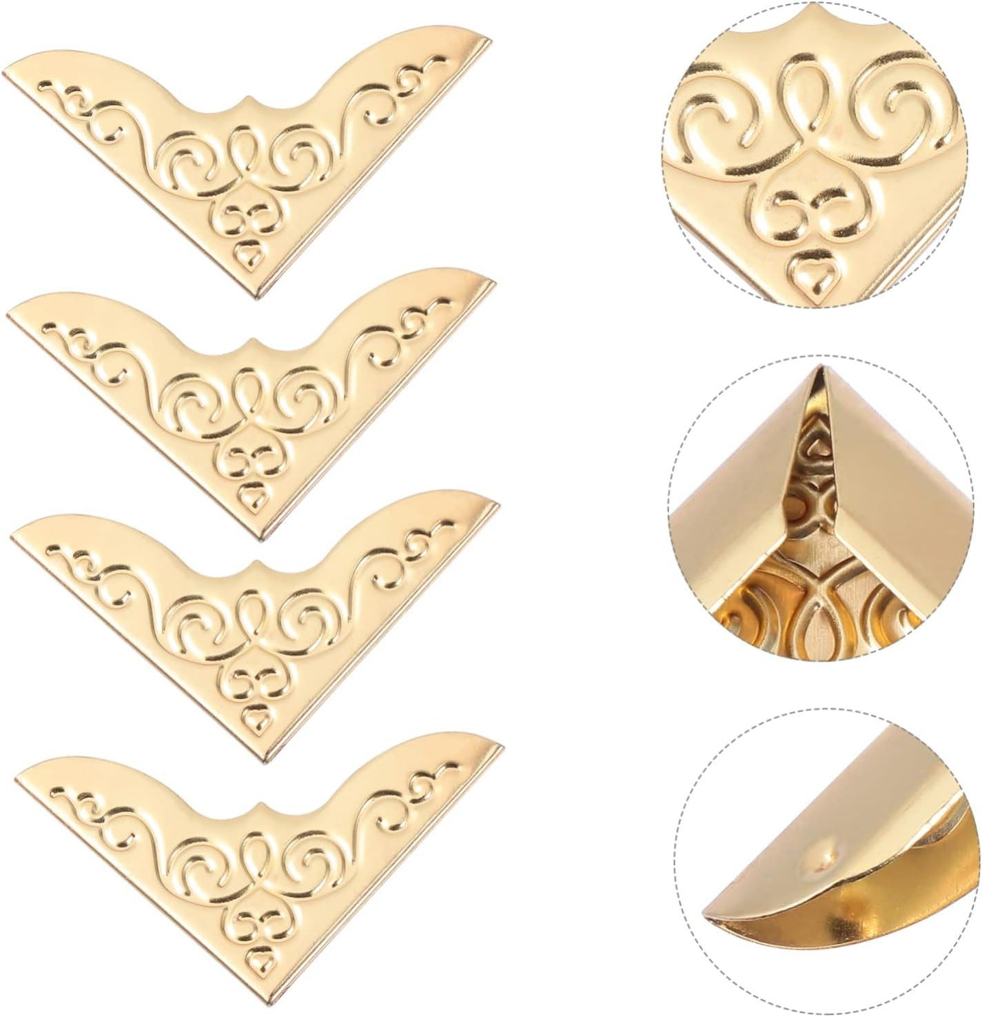 20Pcs Metal Book Corners Vintage Book Corner Protectors Edge Protector Photo Corners Guard Edge Decorative for Photo Book Scrapbook Album Menu Folder image number 4