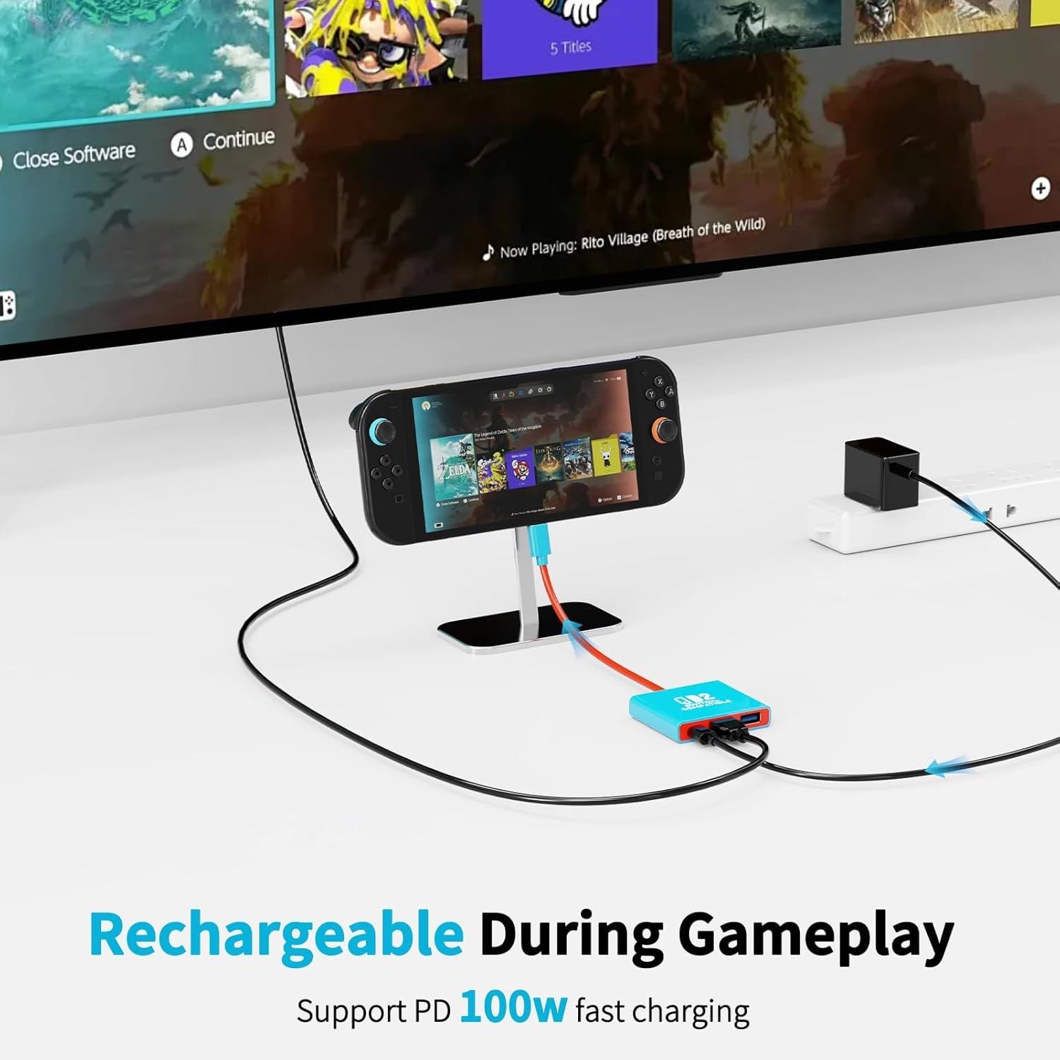 Docking Station Compatible with Nintendo Switch 2, Replacement for Nintendo Switch 2 Dock,Portable Travel Docking Station with HDMI2.0/PD 100W/USB3.0 Port,Support 4K/60HZ Switch 2 TV Mode image number 4