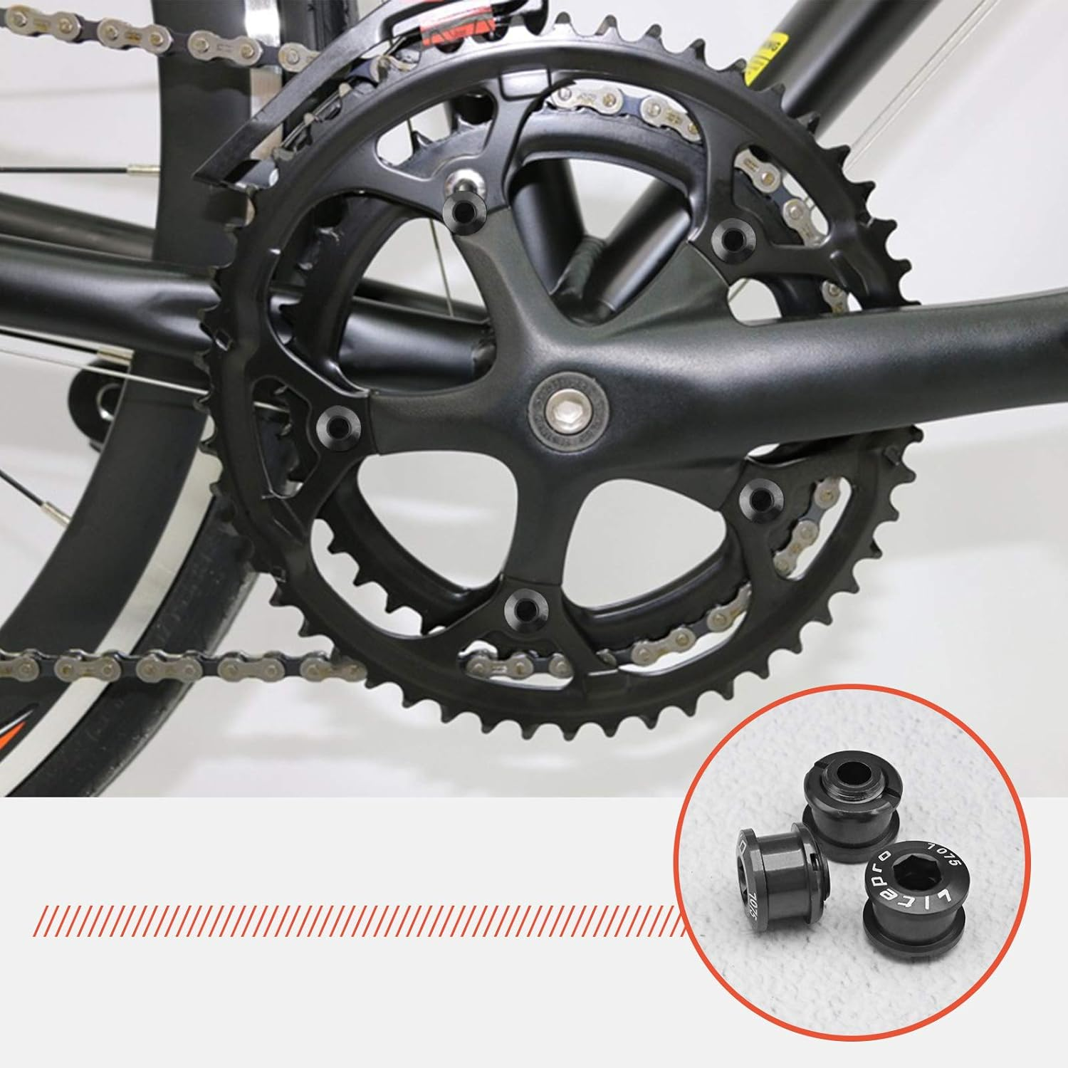 SING F LTD 5Pcs M8 Single Chainring Bolts Kit 7075 Aluminum Alloy Chainwheel Bolts & Nuts Cycling Disc Screws for Road Bike Mountain Bike BMX MTB