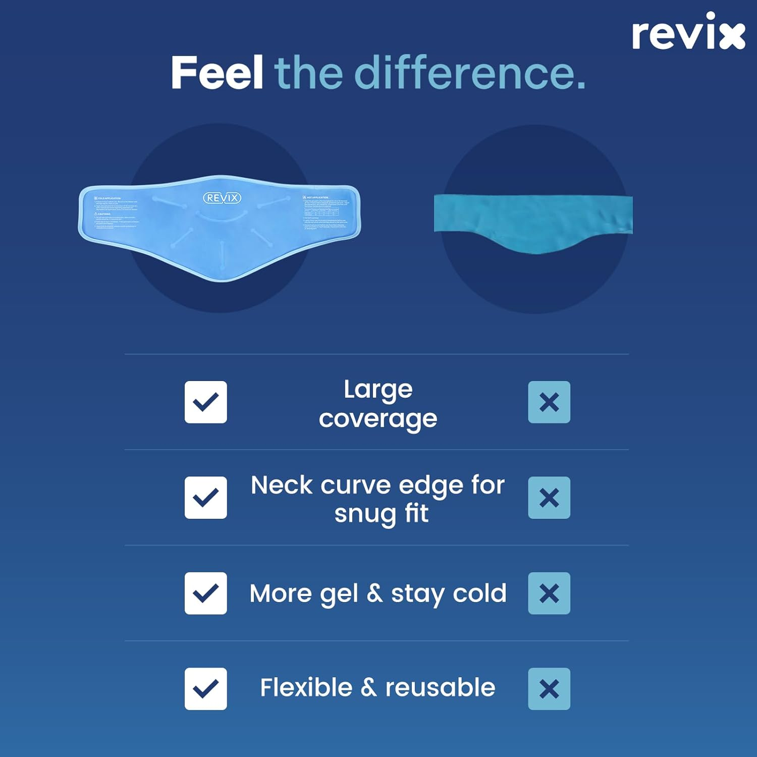 REVIX XL Neck Ice Pack for Injuries Reusable Gel Neck Ice Wrap for Pain Relief, Hot and Cold Compress for Chronic Pain, Sports Injury and Cervical Surgery Recovery, Soft Plush Lining Neck Cold Pack image number 2
