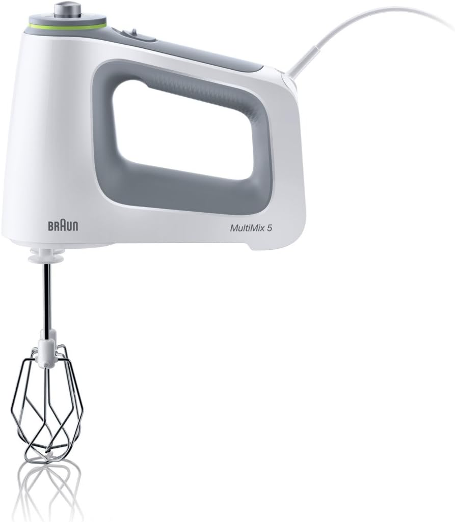 Braun Multimix 5 HM 5137 Hand Mixer with Continuous Speed Control, Includes Whisk, Dough Hook, Pur&eacute;e Stick, Chopper and 600 Ml Mixing and Measuring Cup, 750 Watt, White image number 3