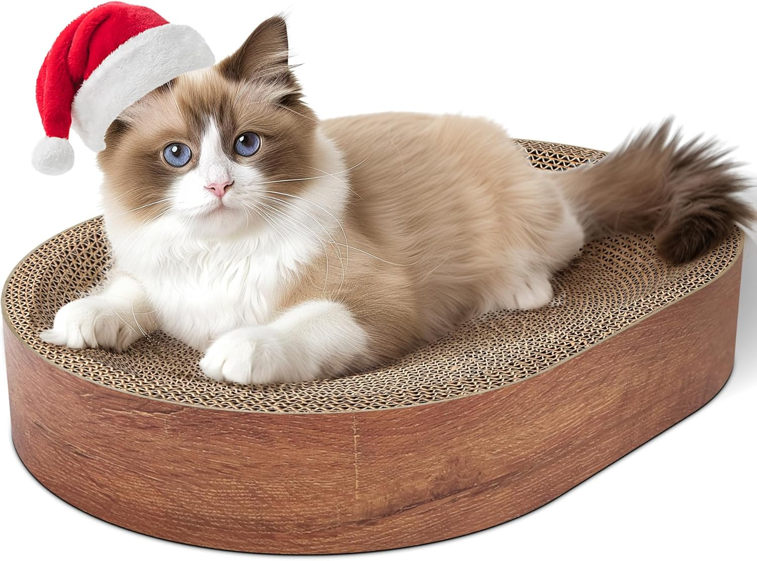 Comsaf Cat Scratching Board for Indoor Cats - Cardboard Scratch Pad, Oval Scratcher Bed for Kittens, Durable Bowl Circle, Furniture Protector from Claws