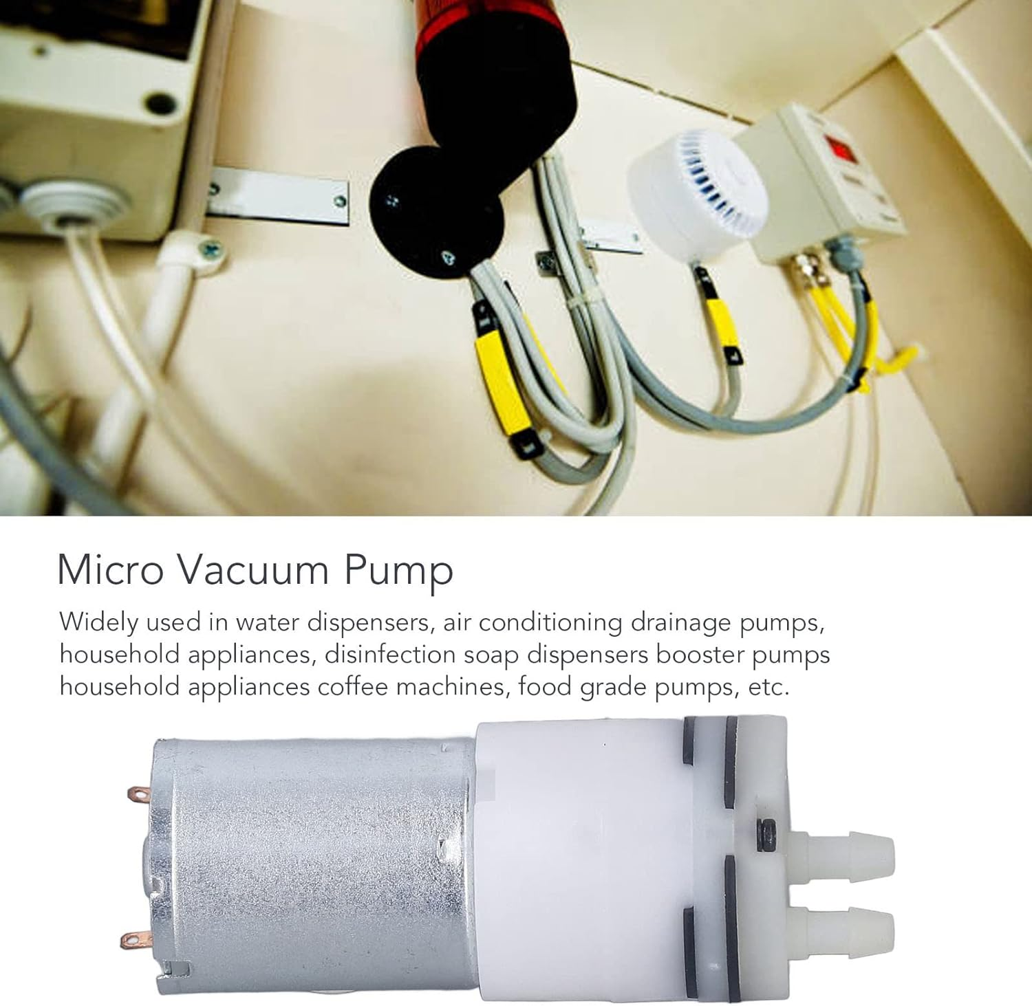 Micro Air Pump Motor, DC 12V Micro Vacuum Air Pump Corrosion Resistant Low Voltage for Air Conditioner Drain Pump image number 4