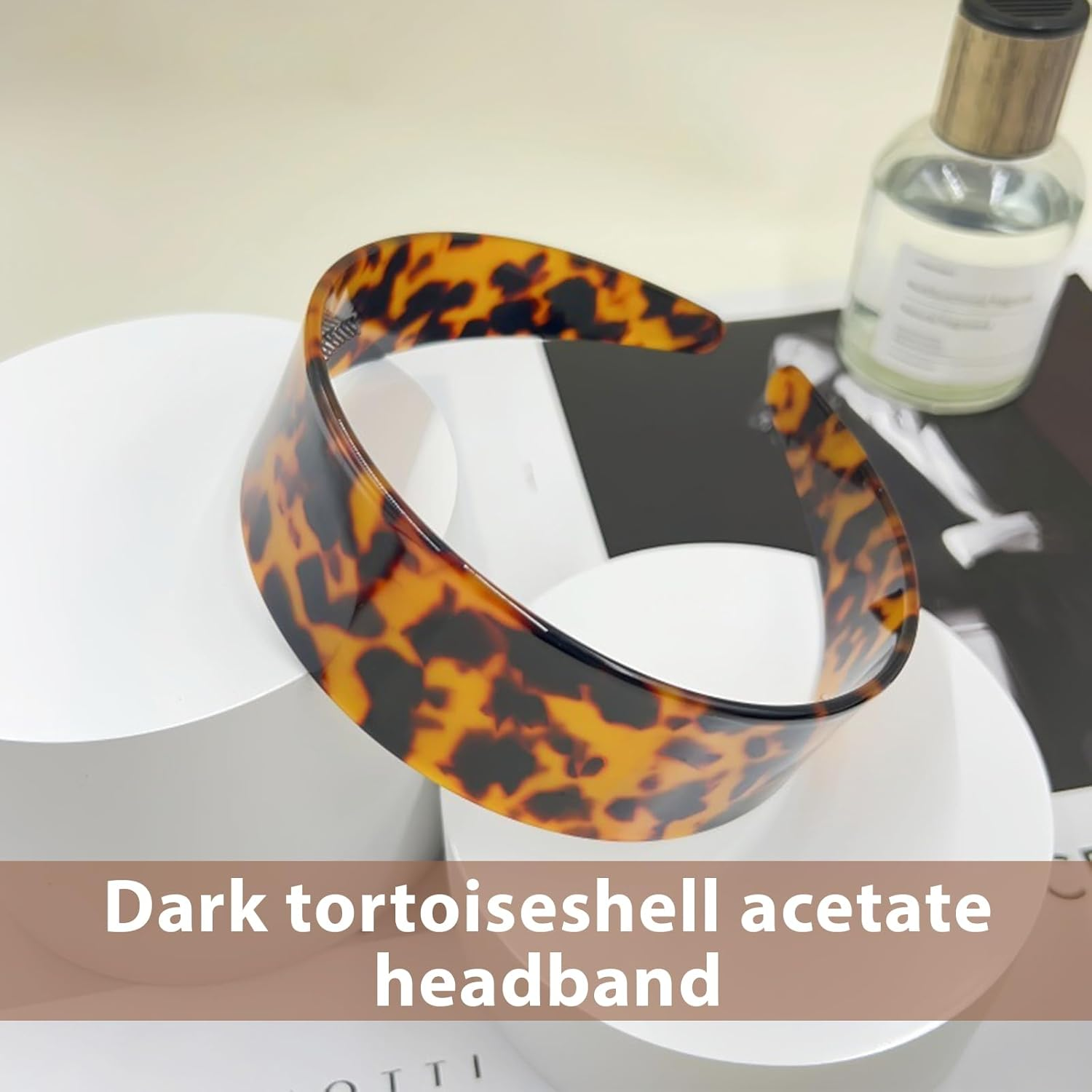 Auroriel Tortoise Shell Hair Comb Headband Wide Leopard Pattern Acetate Hairband for Women No Slipping Headache Pressure Comfortable Headbands image number 6