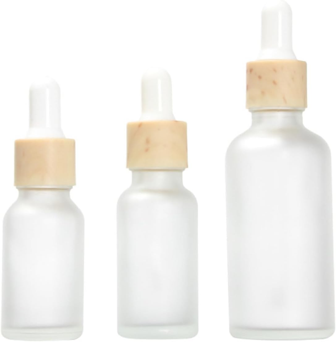 FIXOSHEE 5Pcs 15Ml Frosted Glass Cosmetics Dropper Bottles with Silicone Tops for Hyaluronic Acid and Travel Subpackaging image number 2