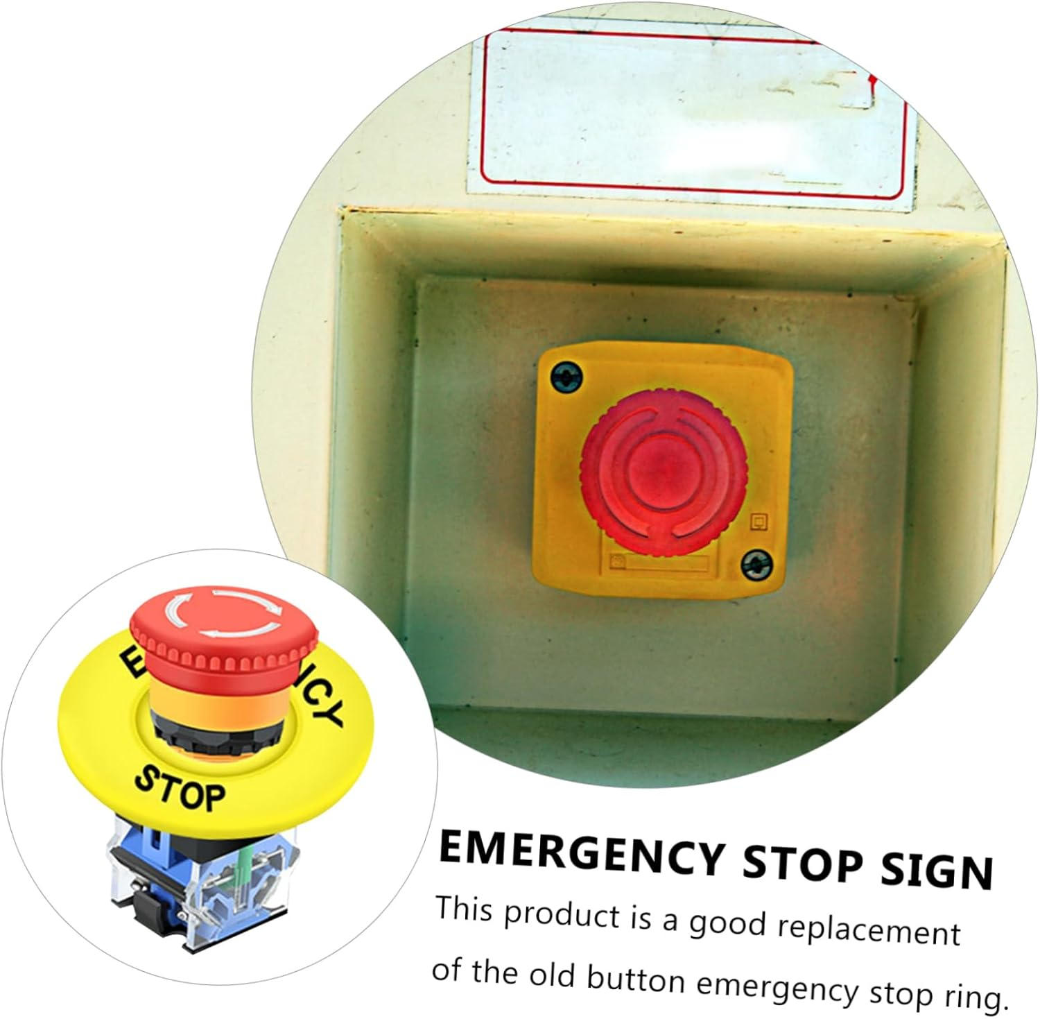 Emergency Stop Ring 22Mm Push Button Switch for Industrial Control Quick Response and Sturdy Construction Suitable for Safety and Emergency Applications 10Pcs Set