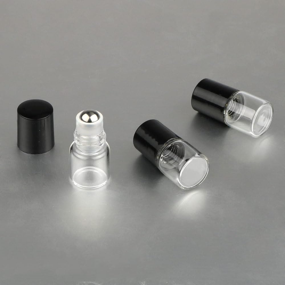 Clear Glass Roller Bottles, 1Ml, 24-Pack, Mini Vials with Black Cap for Essential Oil, Perfume, Aromatherapy image number 4
