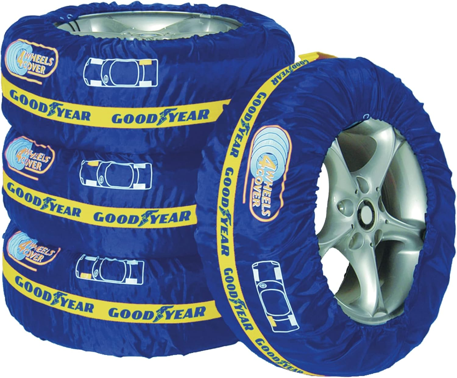 GOODYEAR Tyre Bags Made of 600D Polyester for Transporting, Storage of Tyres, UV Protection, Water-Repellent, Black, Set of 4