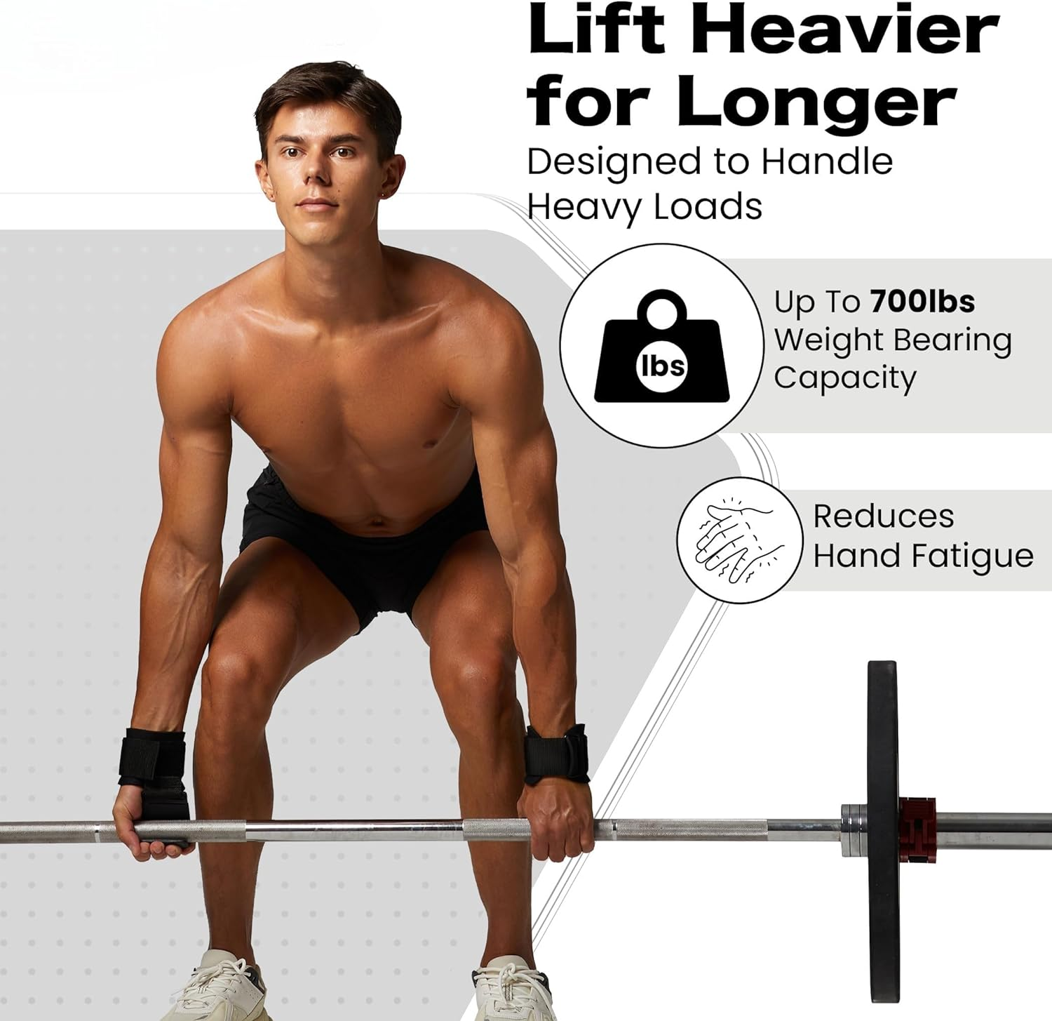 Weight Lifting Hooks (Pair), Heavy Duty Power Wrist Straps Hand Grip Support for Deadlifts, Pull Ups, Shrugs - Gym Gloves for Men and Women image number 1