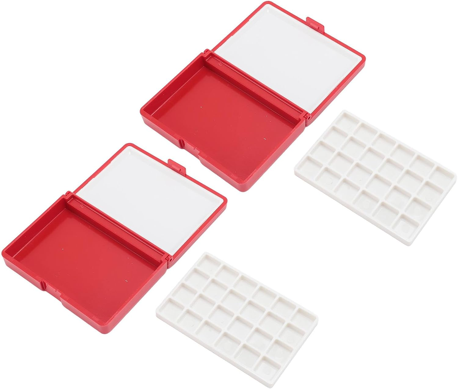 Omabeta 1PCS Watercolor Box with 24*0.5Ml Grids for Artists, 8*6*1.7Cm/3.14*2.36*0.66In Pocket Palette, Detachable and Easy to Clean for Beginners Traveling Artists Creating Art on the Go, Red image number 1