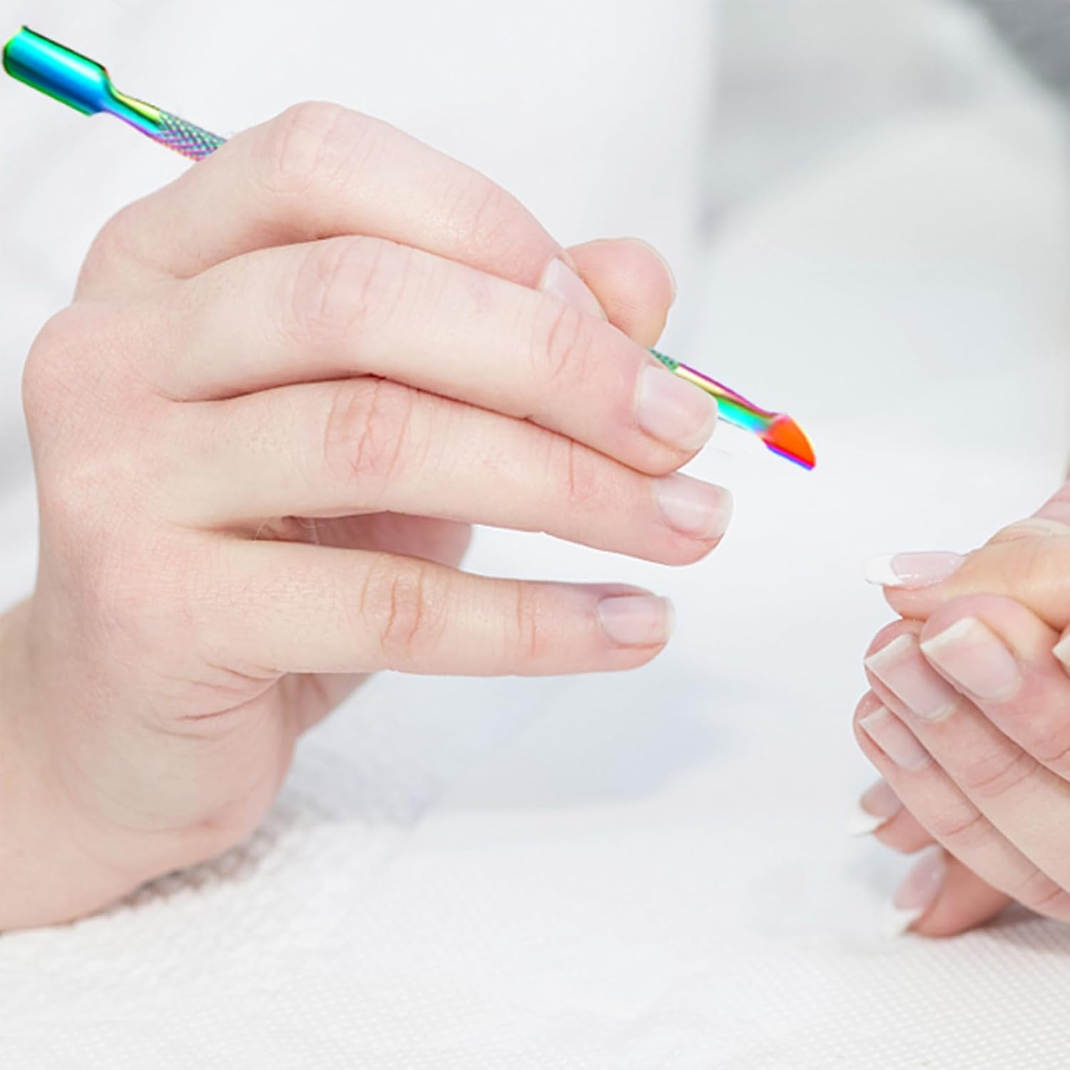 2PCS Cuticle Pusher and Cutter Remover,Salon Nail Scraper for Gel Polish, Stainless Steel Manicure and Pedicure Cleaner Tool for Fingernail and Toenail (Colorful) 011-2S-CS