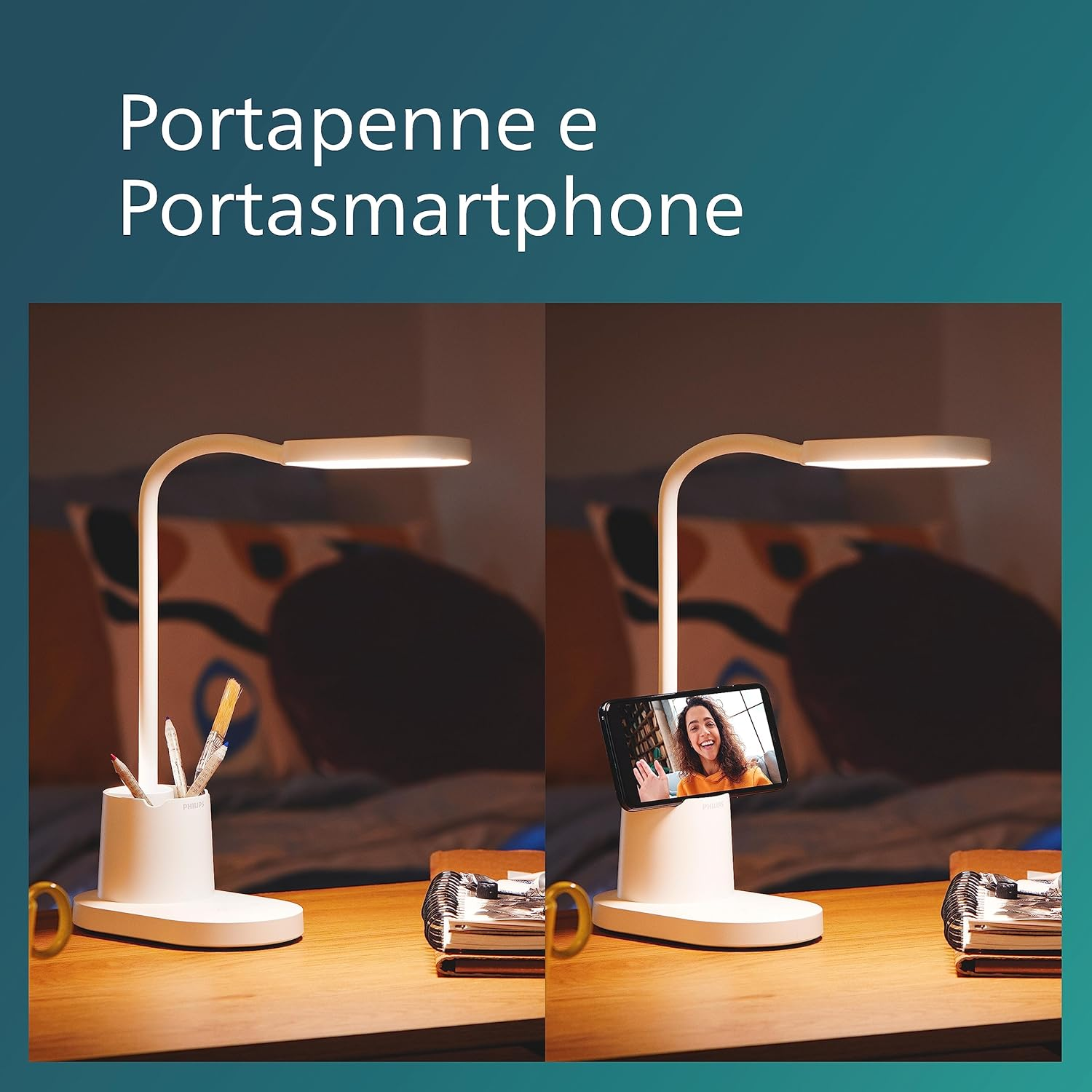 PHILIPS LED Bucket Desk Lamp [Cool White Light 4000K - White] 8W - Charge with USB. for Home Indoor, Work, Study, Reading Lighting image number 5