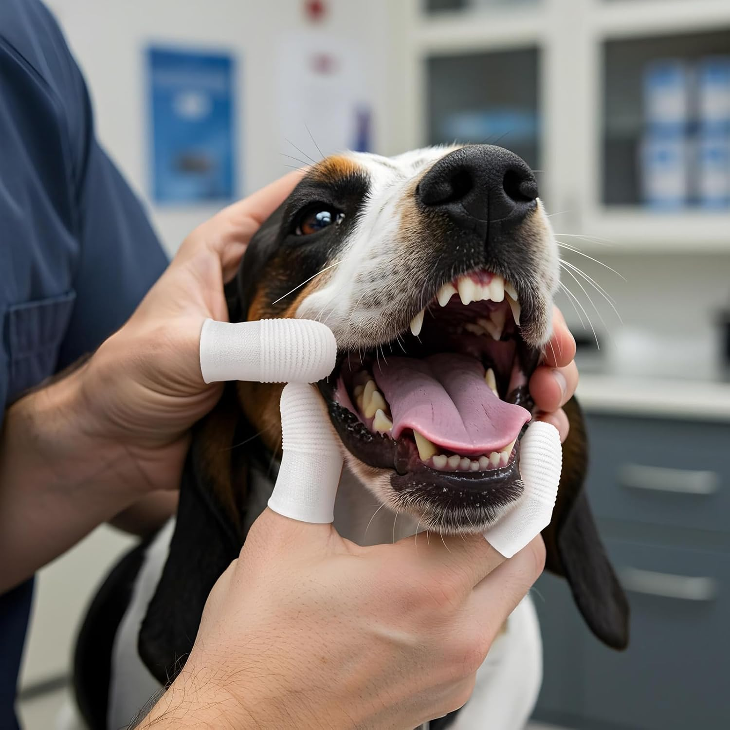 YUIANLB 20 Pcs Pet Dental Care Kit Finger Toothbrush Oral Cleaning Wipes Soft Washable Fabric Freshens Breath Reduces Plaque Tartar Complete Oral Hygiene Set for Puppies Kittens at Home image number 6