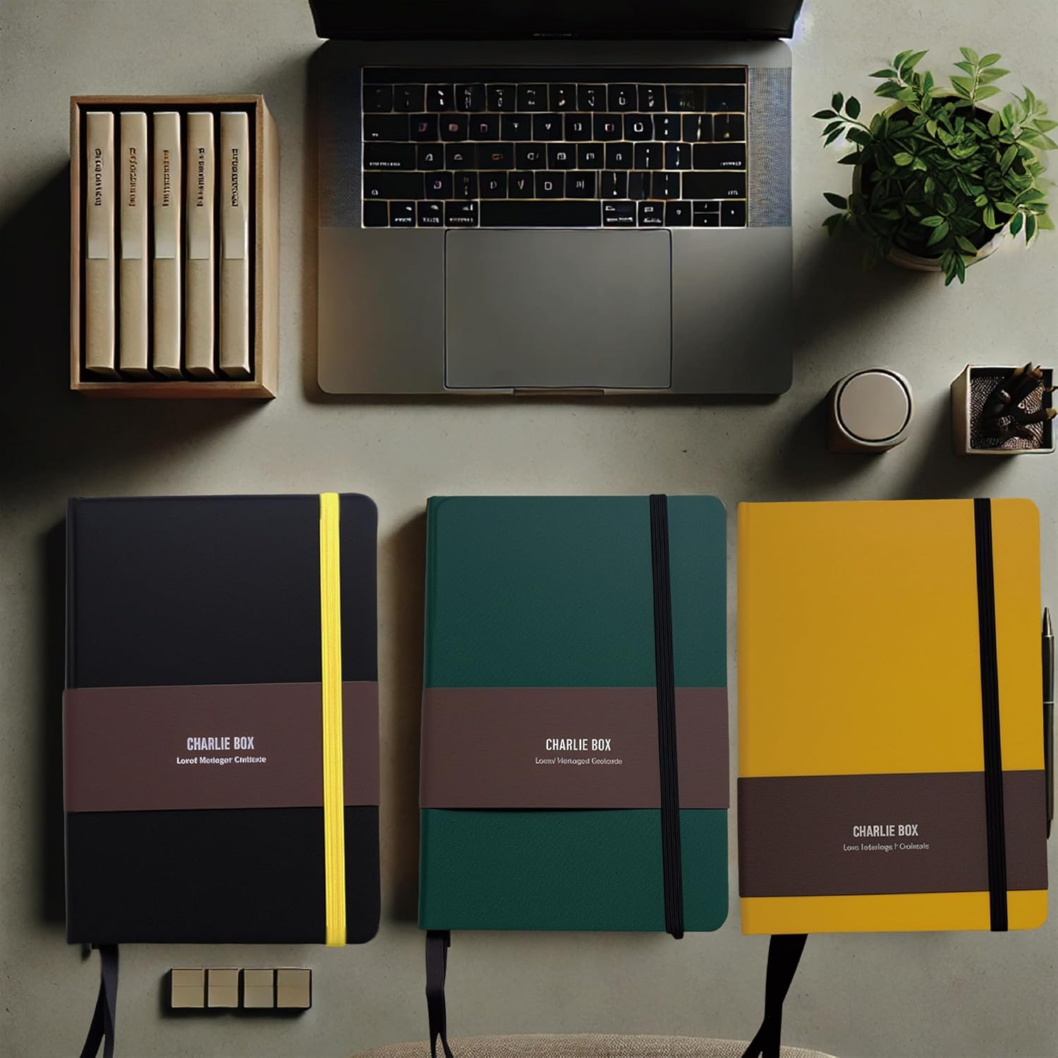 TUNJILOOL A7 Leather Journal Notebook - 2Pack Dotted/Grid/Blank Pages, 100GSM Thick Paper, Water-Resistant Cover, Elastic Closure & Inner Pocket (Black) image number 2