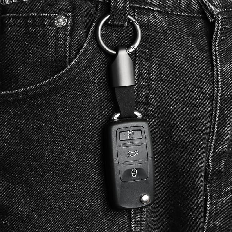 2Pcs Car Key Chain Ring Clip - Leather Keychain for Men, Key Chains for Car, Car Key Holder for Men and Women image number 3