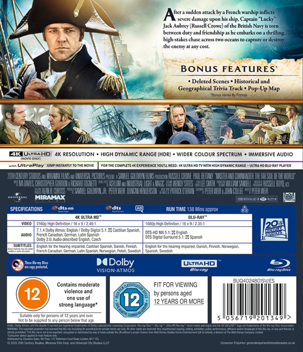 Master and Commander 4K Ultra HD/BD [Blu-Ray] [Region Free] image number 5