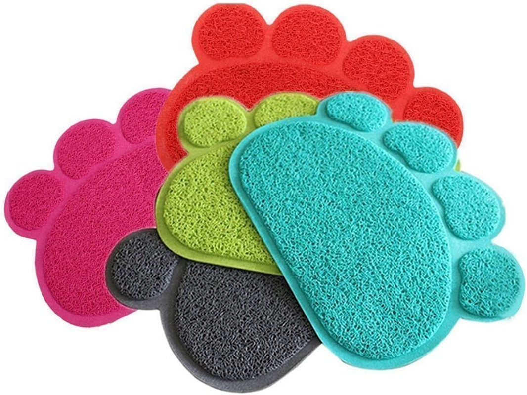 KINGCOO Dog Mat Pad, Cat Litter Tray Mattress, Pet Place Mat, Table Mat for Dogs and Cats, 30 X 40 Cm, Small Elastic PVC Paw Design (Red) image number 2