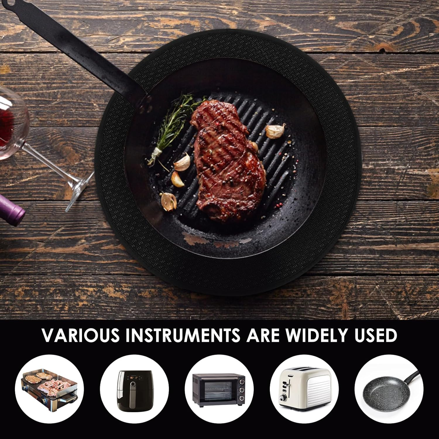 2 Pcs 20" Fire Pit Mats round Fireproof under Grill Mat Fire Pit Deck Protector Mat Oil-Proof Waterproof BBQ Pad Fire Pit Mat for Outdoor Grill Deck Protector for Porch Decks BBQ Camping Bonfires image number 1