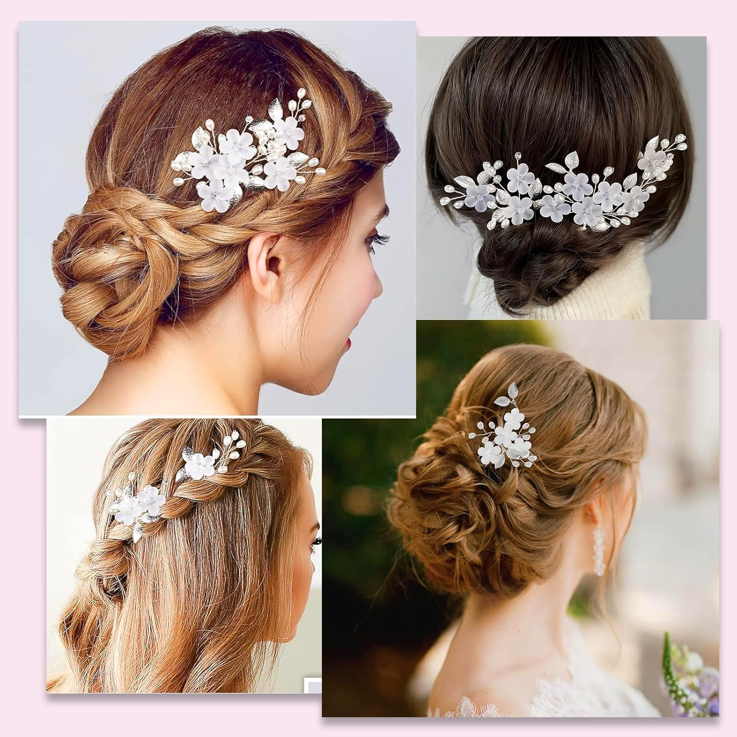 Xlwen Pack of 5 Bridal Hair Accessories, Wedding Hair Pins, Perfect for the Bride, Bridesmaid or Flower Girl image number 2