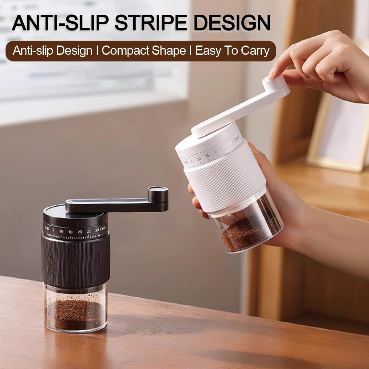 Portable Manual Coffee Grinder,Hand Coffee Bean Grinder,35 Adjustable Grind Settings for Aeropress,French Press, Drip, Espresso,Conical Ceramic Burr,30G Capacity,Perfect for Home and Travel image number 4