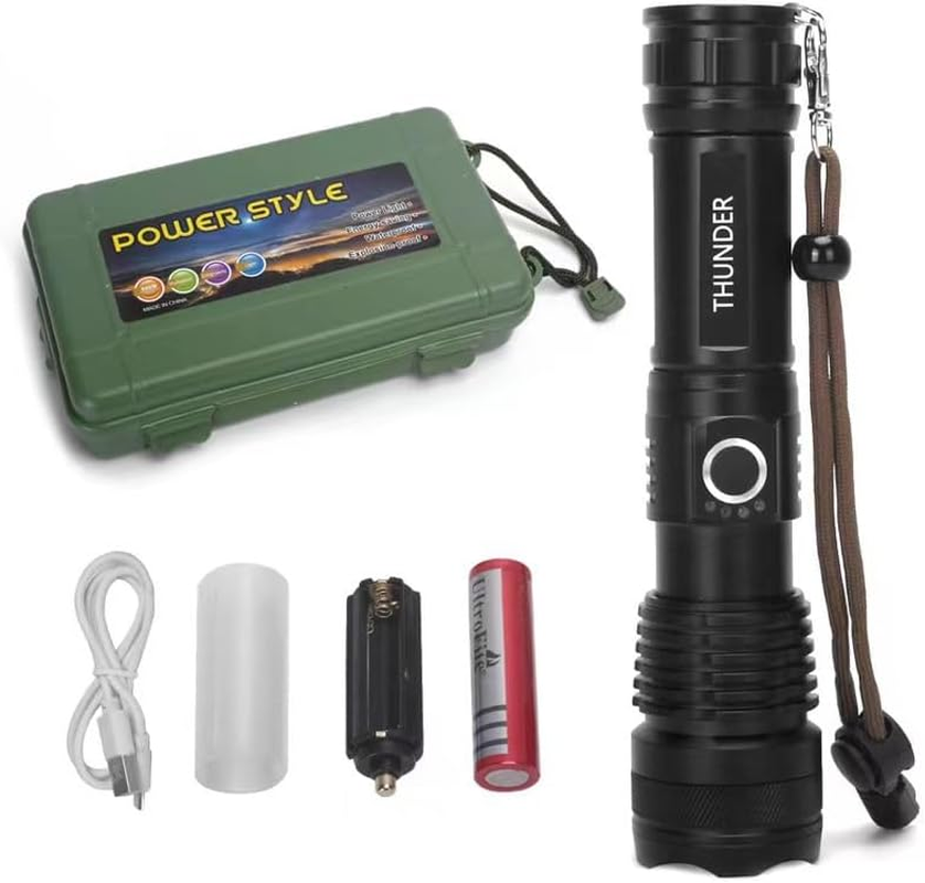 SHIJIUDAI Flashlights High Lumens Rechargeable - 4000 Lumens Long Beam Super Bright Display & IPX5 Waterproof for Camping, 5 Modes,Zoomable Handheld Flashlight image number 2