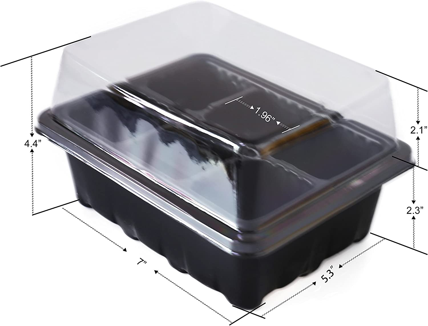 LOVEDAY 10-Pack Seed Starter Trays 60 Large Cells Seedling Tray Plant Grow Kit with Lid and Base for Seed (6-Cell per Tray) with 10 Plant Tags image number 3