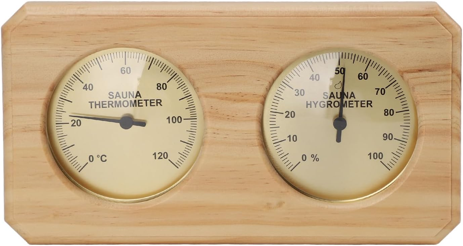 Fdit Elegant Wooden Sauna Thermometer and Hygrometer - Visual Beauty for Hotel Sauna Room