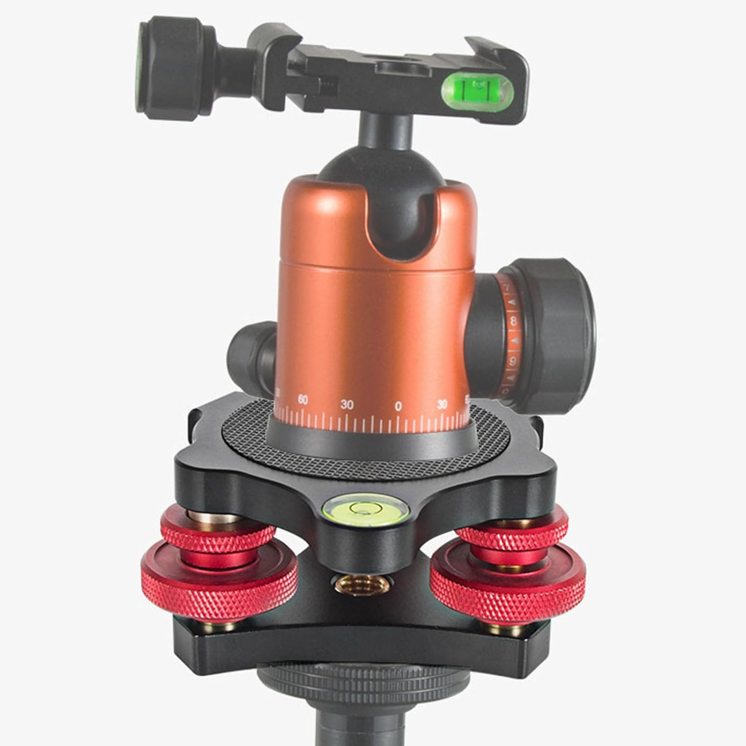 Tripod Head Leveling Base, Aluminum Alloy Triple Wheel Leveler Base with 3/8 Inch Thread, Camera Leveler Base with 3 Bubble Levels for Macro Panoramic Photography
