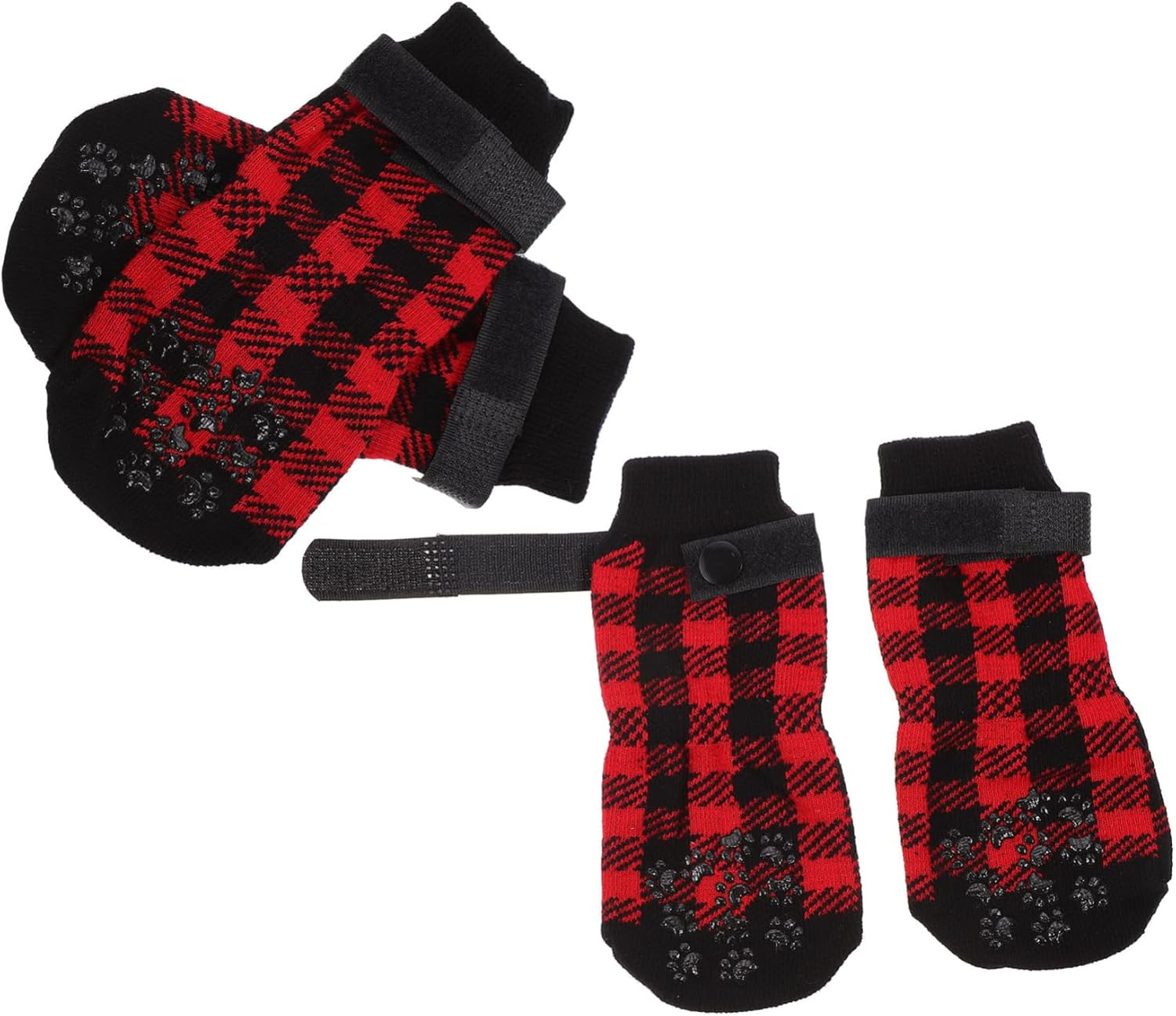 4Pcs Christmas Themed Warm Pet Socks for Dogs Non Slip Footwear for Indoor Use image number 6