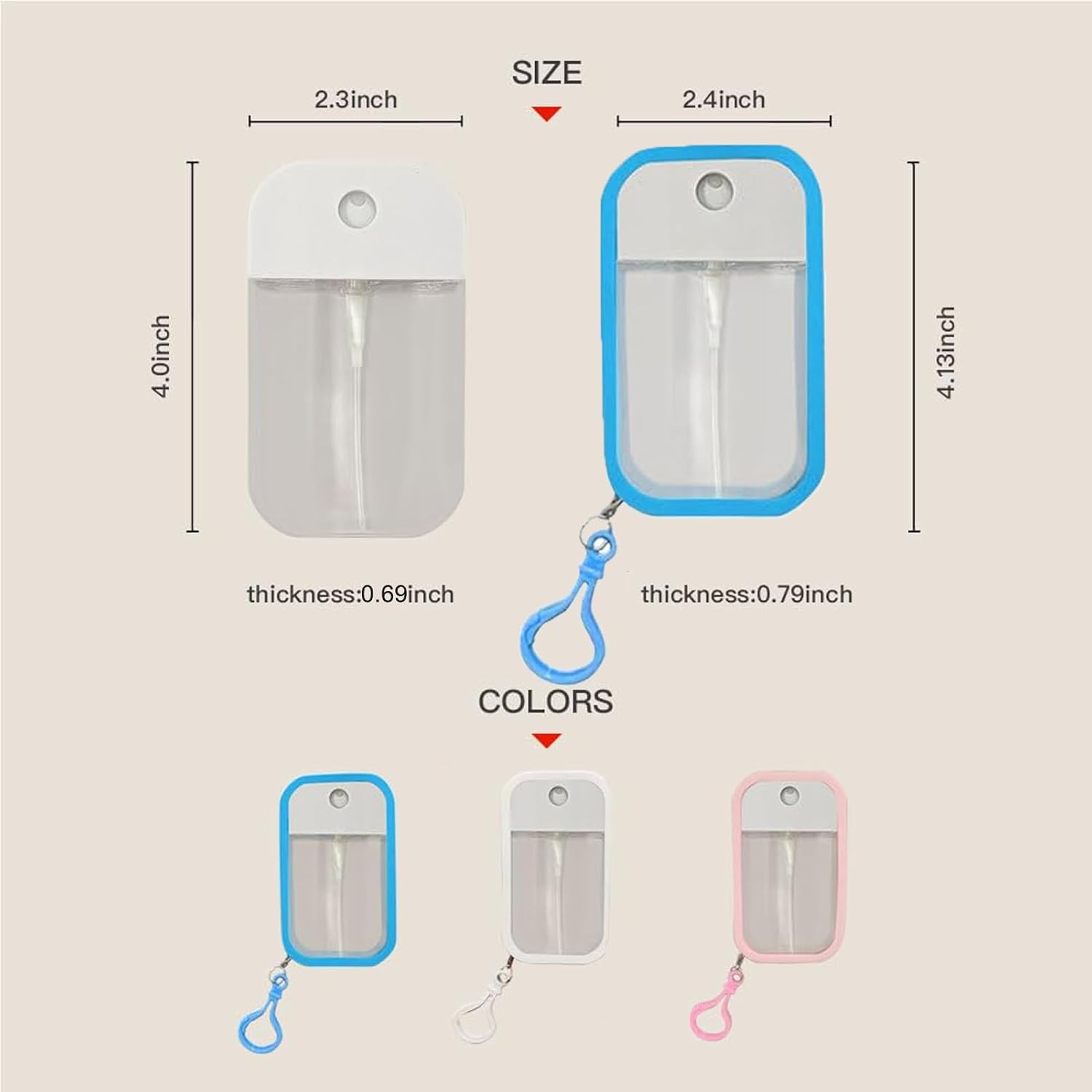 AYAITEE 3 Pack Refillable Spray Bottle,50Ml Ultra Thin Travel Spray Bottles with Keychain & Silicone Case,Card Spray Bottle,Leak Proof Fine Mist Spray Bottle for Perfume, Water, Hand Sanitizer