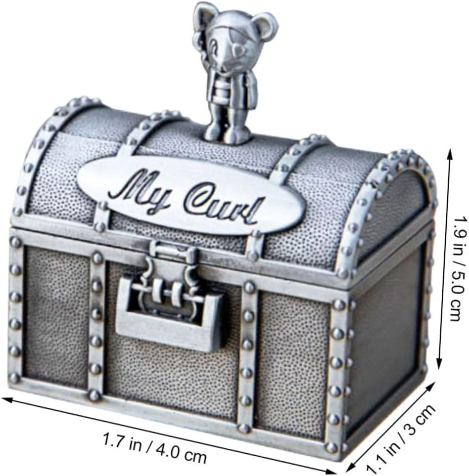 2Pcs Metal Baby Keepsake Boxes Tooth Curl Container Newborn First Tooth Storage Keepsake Gifts for Boys and Girls image number 2
