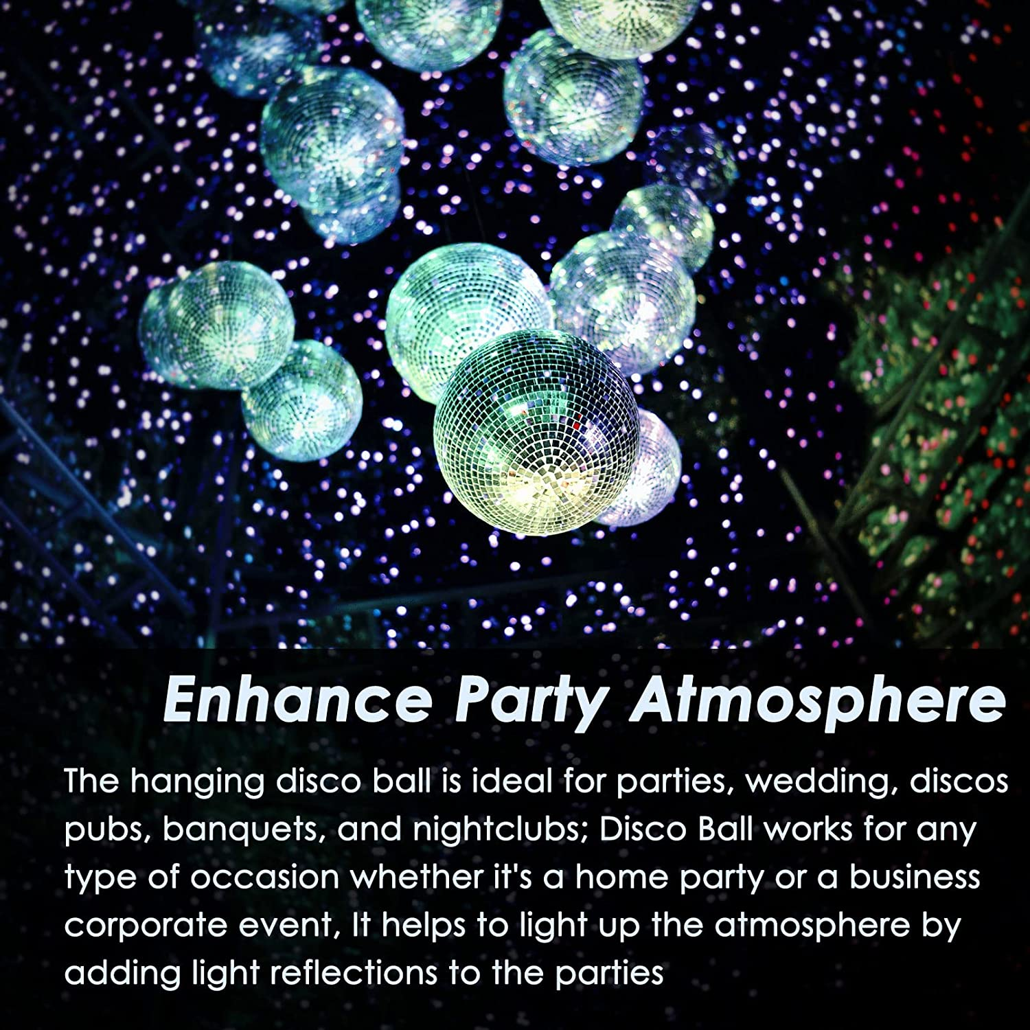 Disco Ball Silver Hanging Reflective Mirror Ball Ornament for Party Holiday Wedding Dance and Music Festivals Decor Club Stage Props DJ Decoration (1: 3Cm X 36Pcs) image number 1