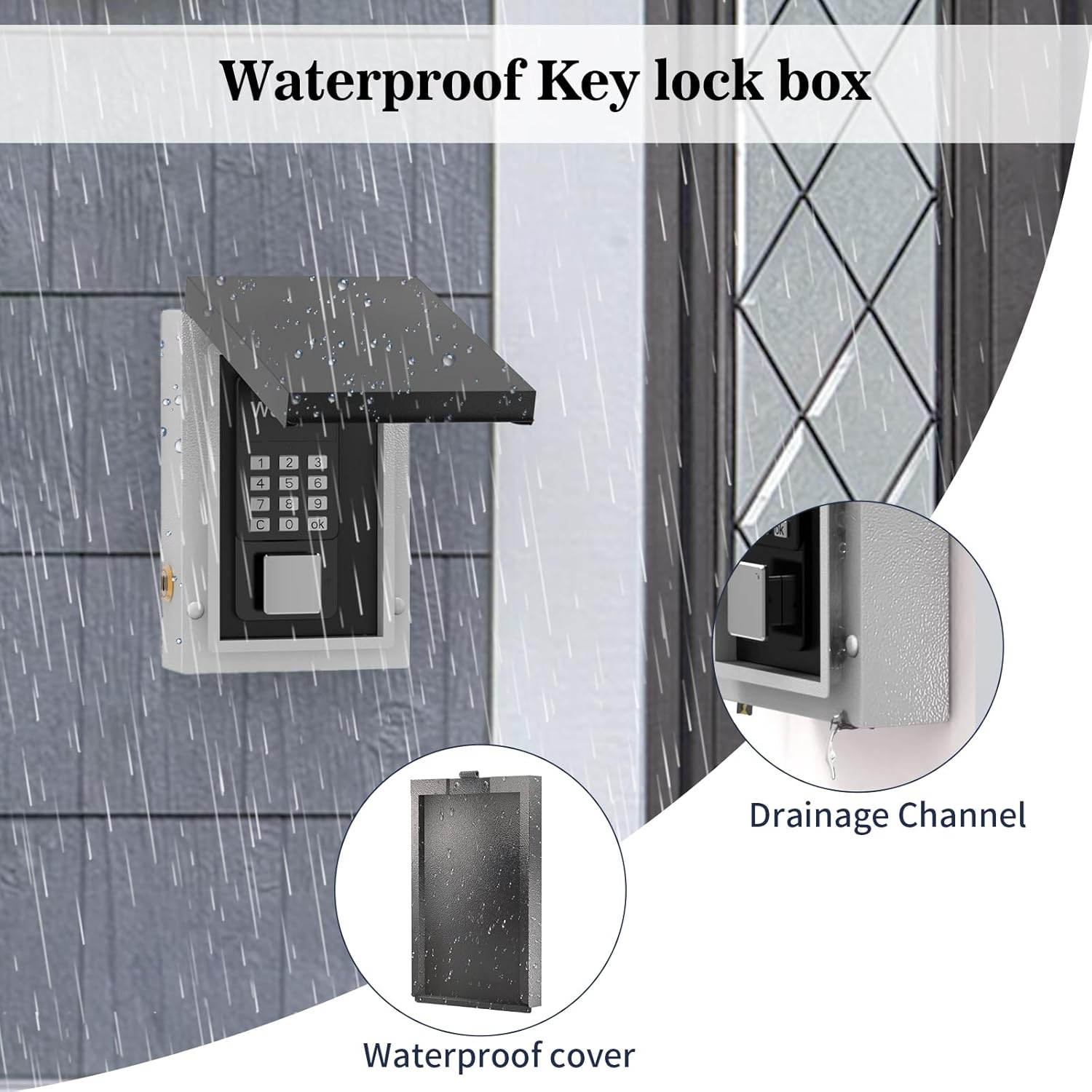 Wehere Key Lock Box Wall Mount Waterproof, Half Remote Unlock Smart Lockbox for House Key, Key Safe Security Storage, Otp/App/Permanent Password Unlock for Outside, Realtors, Apartments, Garage, Store image number 2
