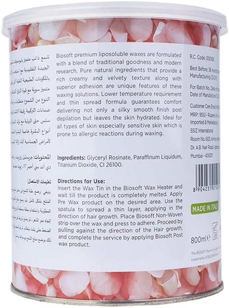 Biosoft Liposoluble Cream Wax - Pink (Tin) 800G image number 4