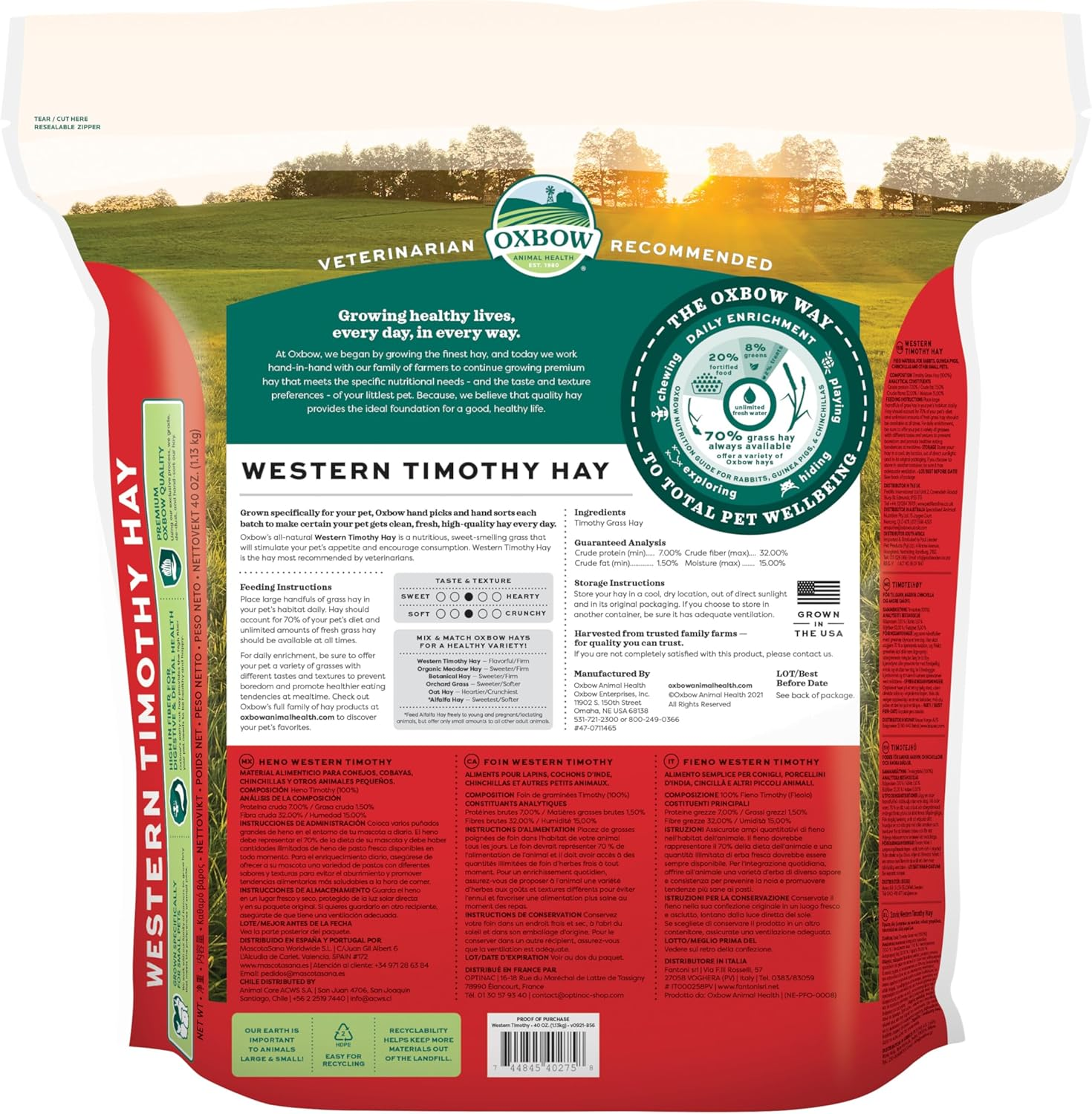Oxbow Animal Health Western Timothy Hay, 40 Oz image number 1