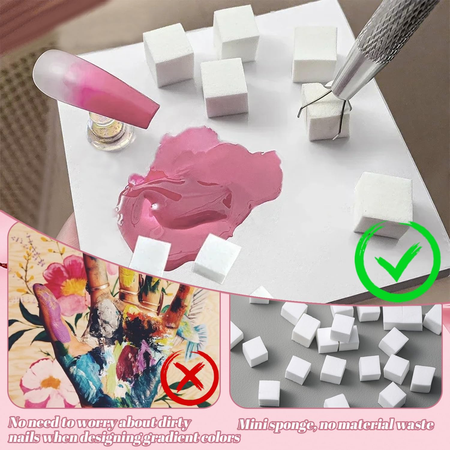 100 Pieces Nail Sponges for Ombre Ombre Nail Brush with Metal Gripper Nail Art Tools Sponge Ombre Nail Tools Nail Art Tools Sponge Brush for Nail Art Design Manicure DIY image number 6