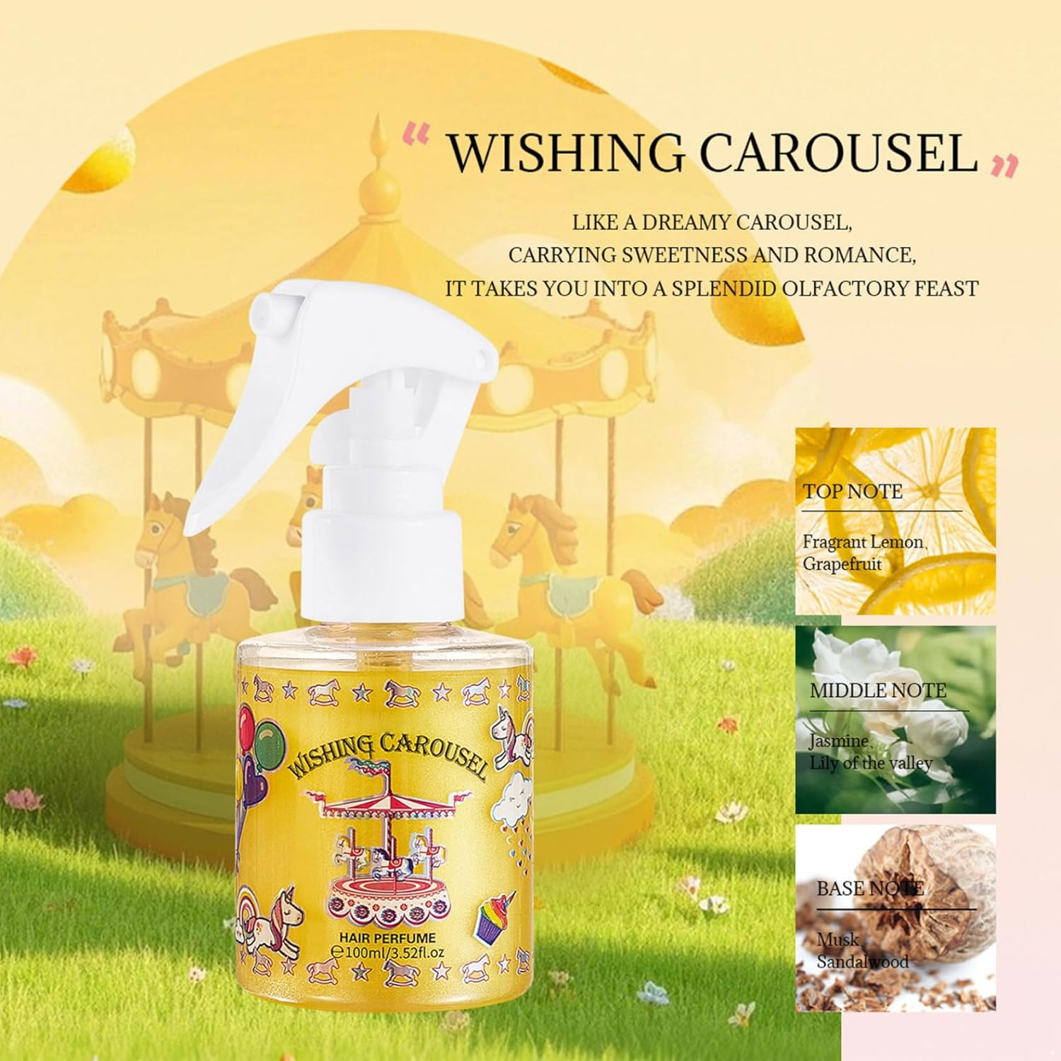 Jugaoge Refreshing Fragrance Mist for Women and Men Light Long Lasting Body Spray That Lasts All Day on Hair and Clothes Yellow One Size