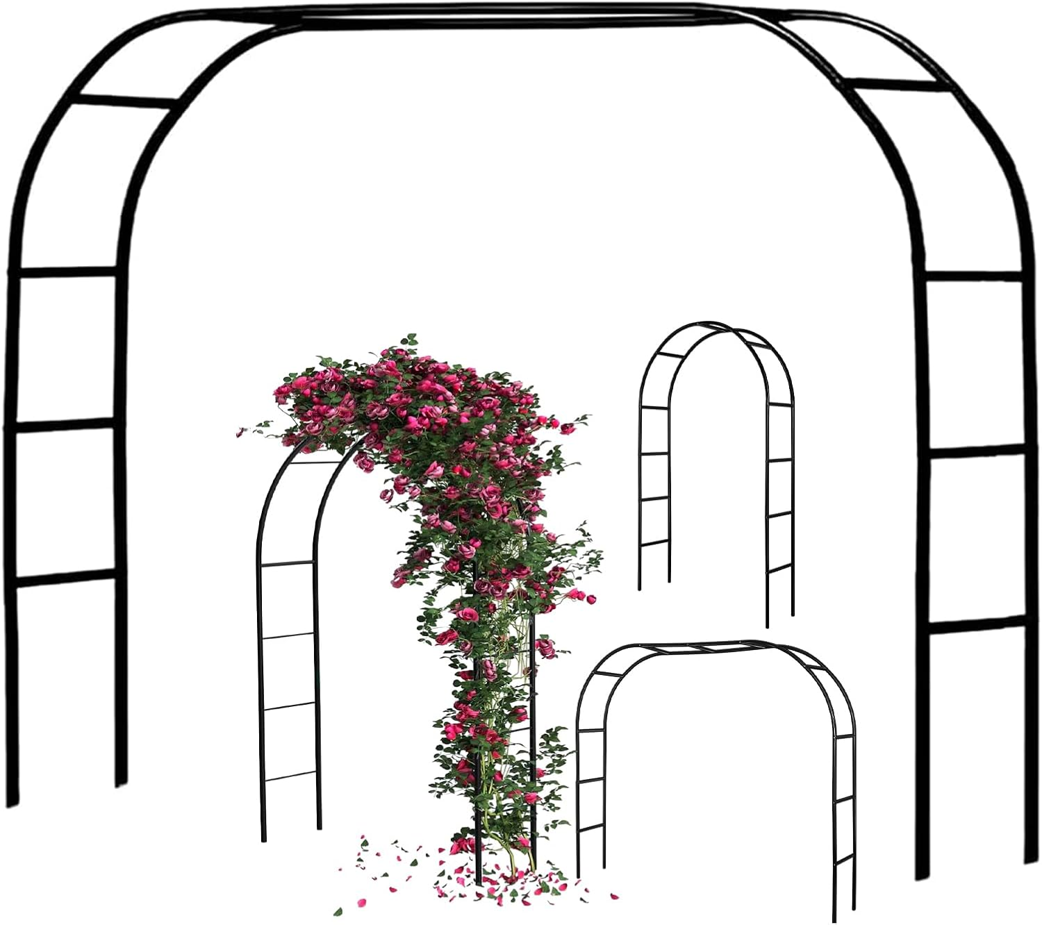 Black Metal Pergola Arbor, Metal Arch Frame, Garden Trellis for Various Climbing Plants Wedding Garden Arch Bridal Party Decoration image number 1