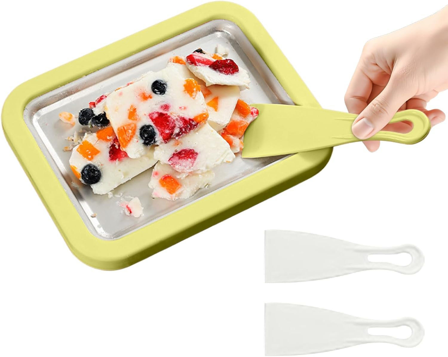 Rolled Ice Cream Machine,Homemade Yogurt Tray | Instant Cold Plate with 2 Spatulas,For Adults Home Kitchen Party Family Gathering Outdoor Holiday