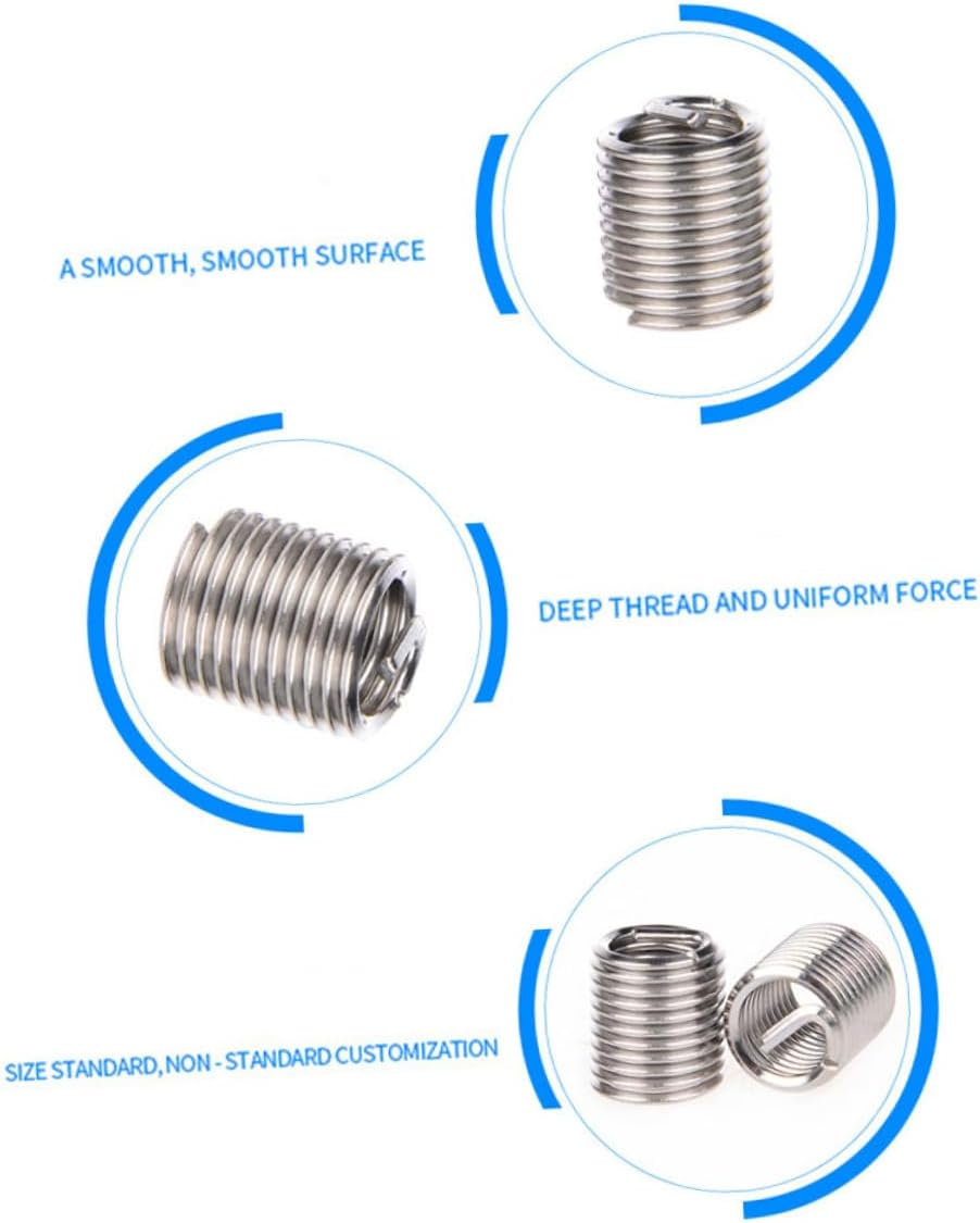 SOLUSTRE 60Pcs Thread Inserts Kit Helicoil Repair Tool Stainless Steel Wire for Automotive Screw Thread Repair image number 5