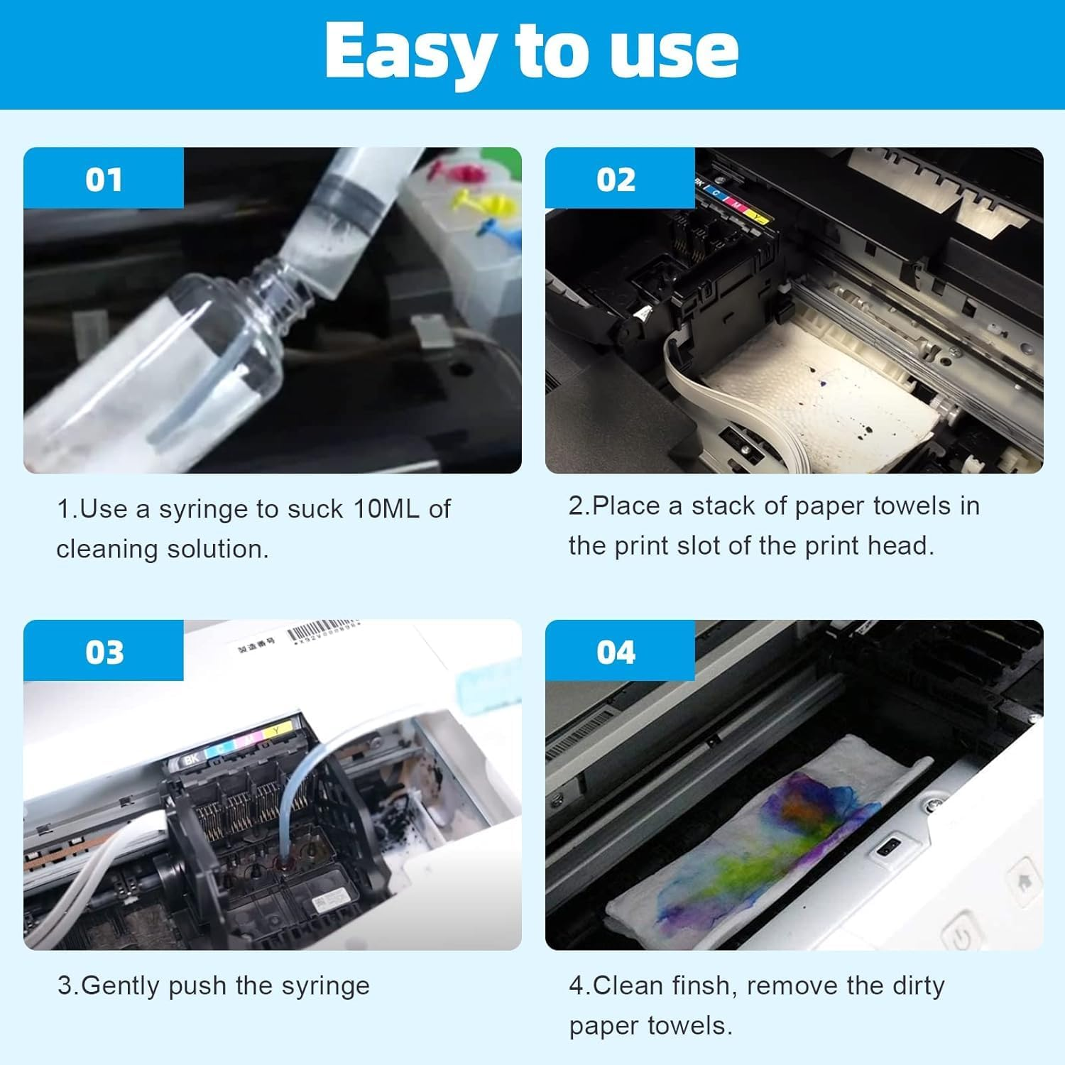 Greenark Printhead Cleaning Kit Nozzle Cleaner 100Ml*1 Printhead Cleaner Use for Epson Printer Cleaning Kit All Inkjet Printer of Hp/Brother/Epson/Canon (1 Pack) image number 4