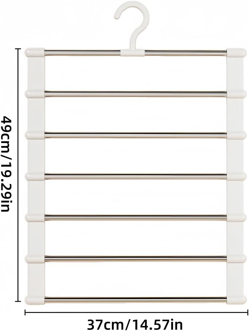 AIMALL 2PCS Multi-Layer Stainless Steel Pants Rack &ndash; 14.57"X19.29" Foldable Ladder Pants Organizer, Heavy Duty Traceless Hanger for Space-Saving Closet Storage, Holds up to 6 Pairs of Pants image number 6