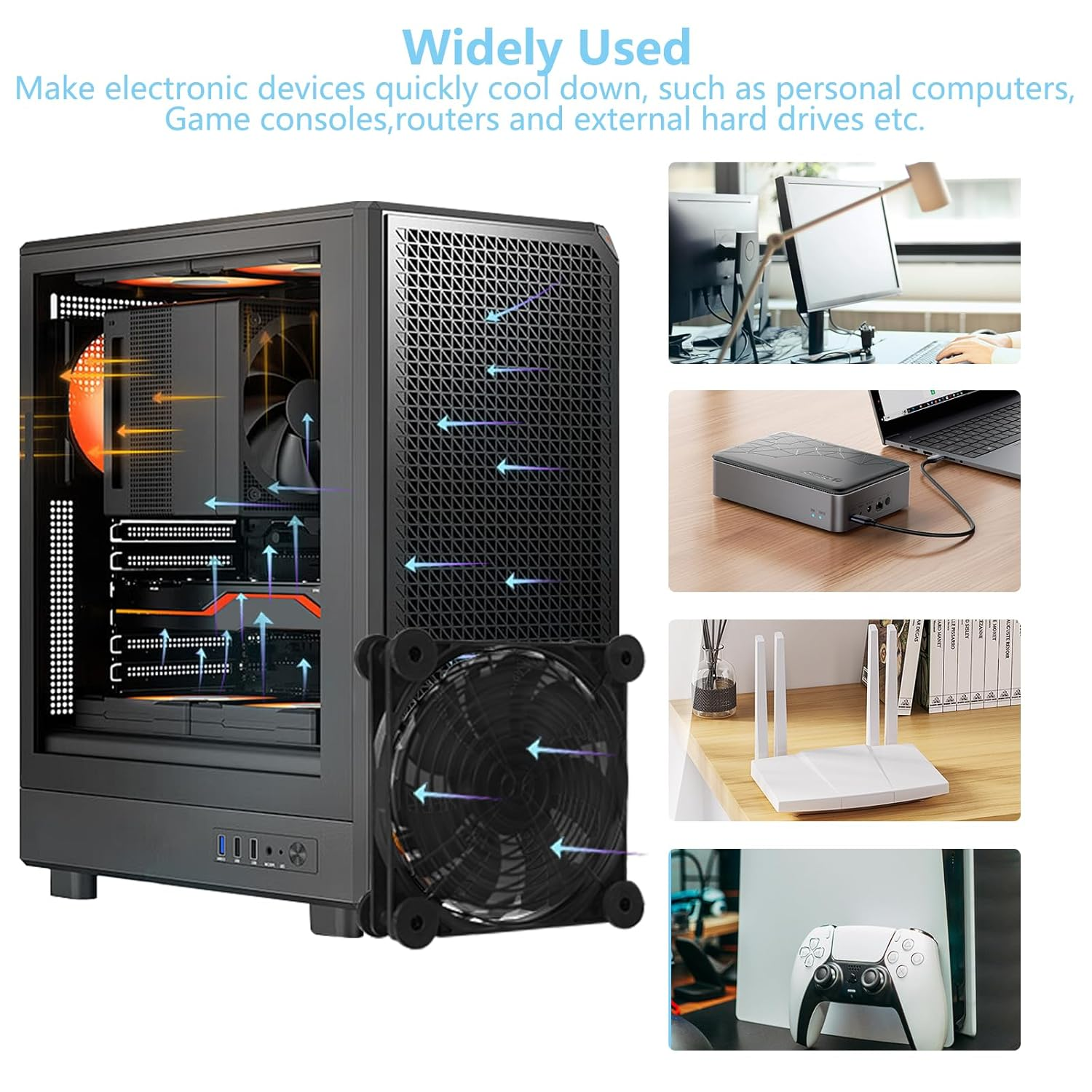 Bigqin USB PC Fan, 120Mm 5V Computer Fan with 3 Adjustable Wind Speed, High Airflow Silent Cooling Fan Compatible with Router Modem Receiver DVR Xbox TV Box image number 1