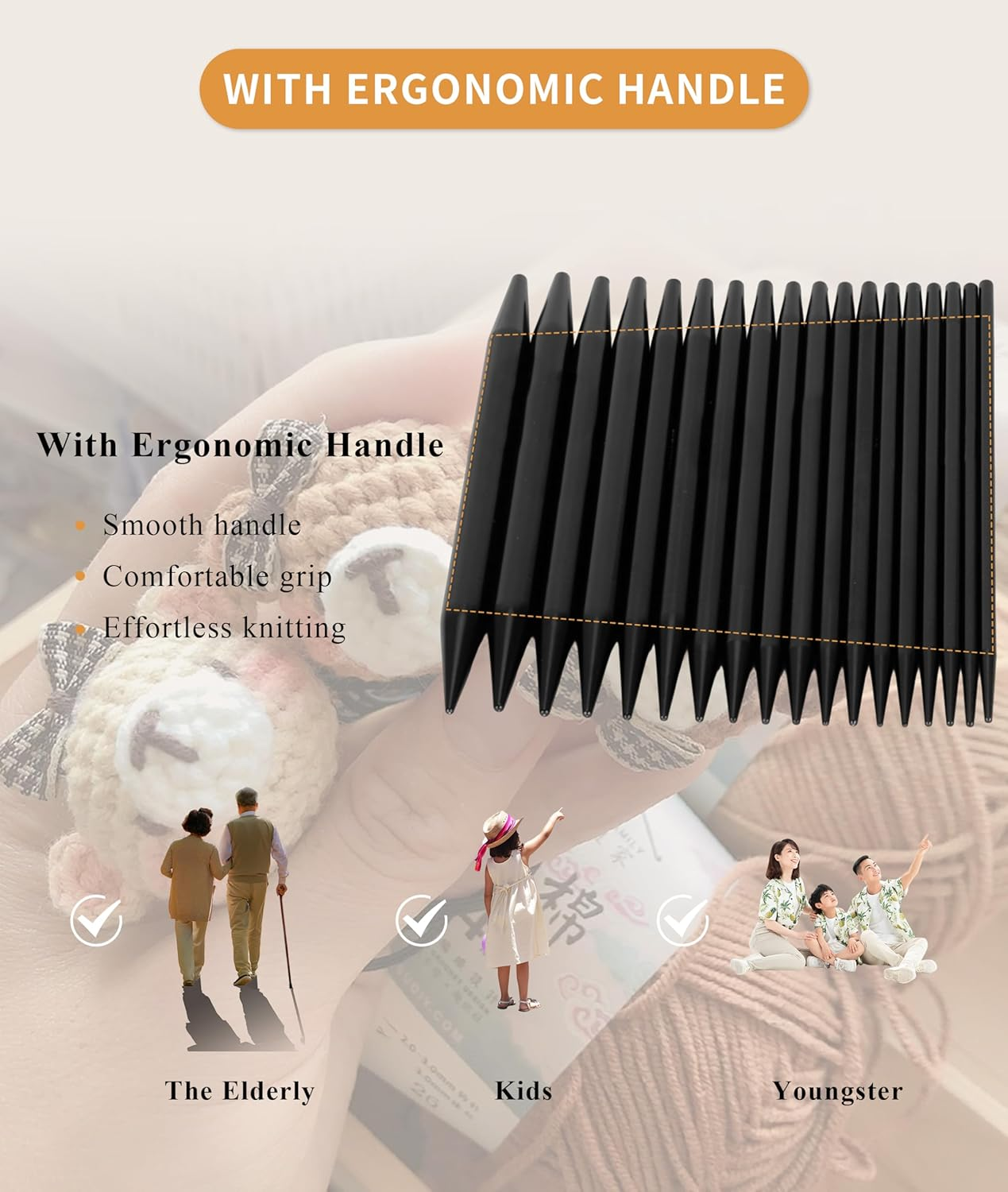 Gugxiom Interchangeable Circular Knitting Needle Set, 9 Pairs (3 to 8Mm), Metal, Ergonomic Handles, Storage Bag, for Weaving Projects image number 5