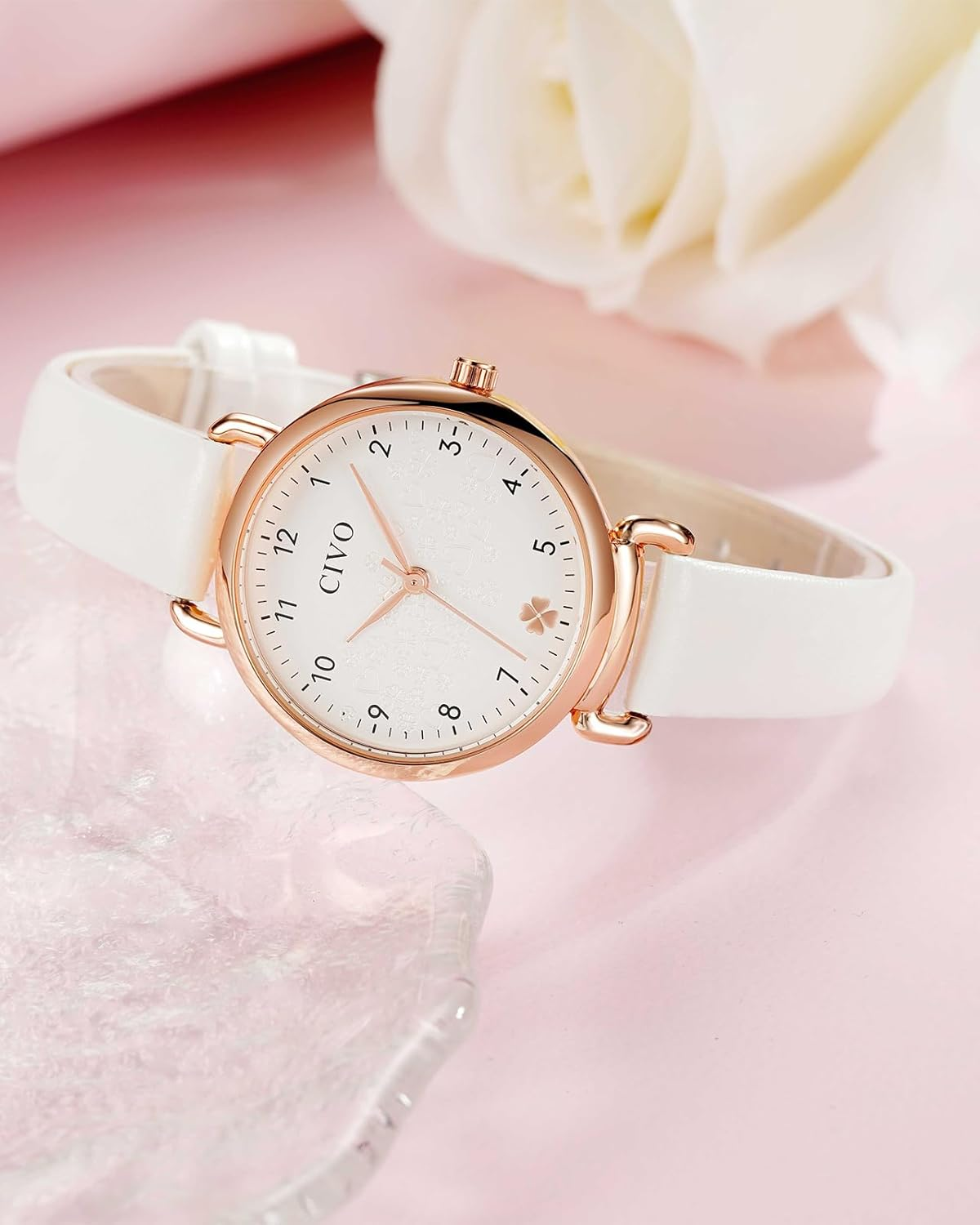 CIVO Ladies Watches for Women Leather: Easy to Read Analog Waterproof Wrist Watch Small - Dress Watch - A Pink image number 3
