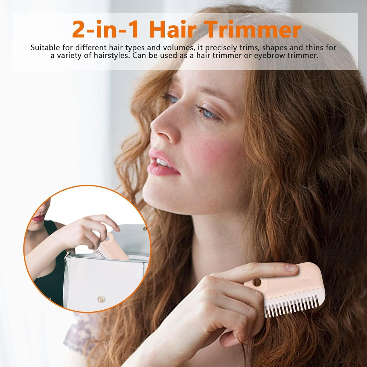 PUCHEN Split Ends Hair Trimmer & Comb - Multifunctional Hair Cutting Tool, Safe & Durable Stainless Steel, Easy to Clean & Carry, Perfect for Home & Salon Use, Flesh Pink
